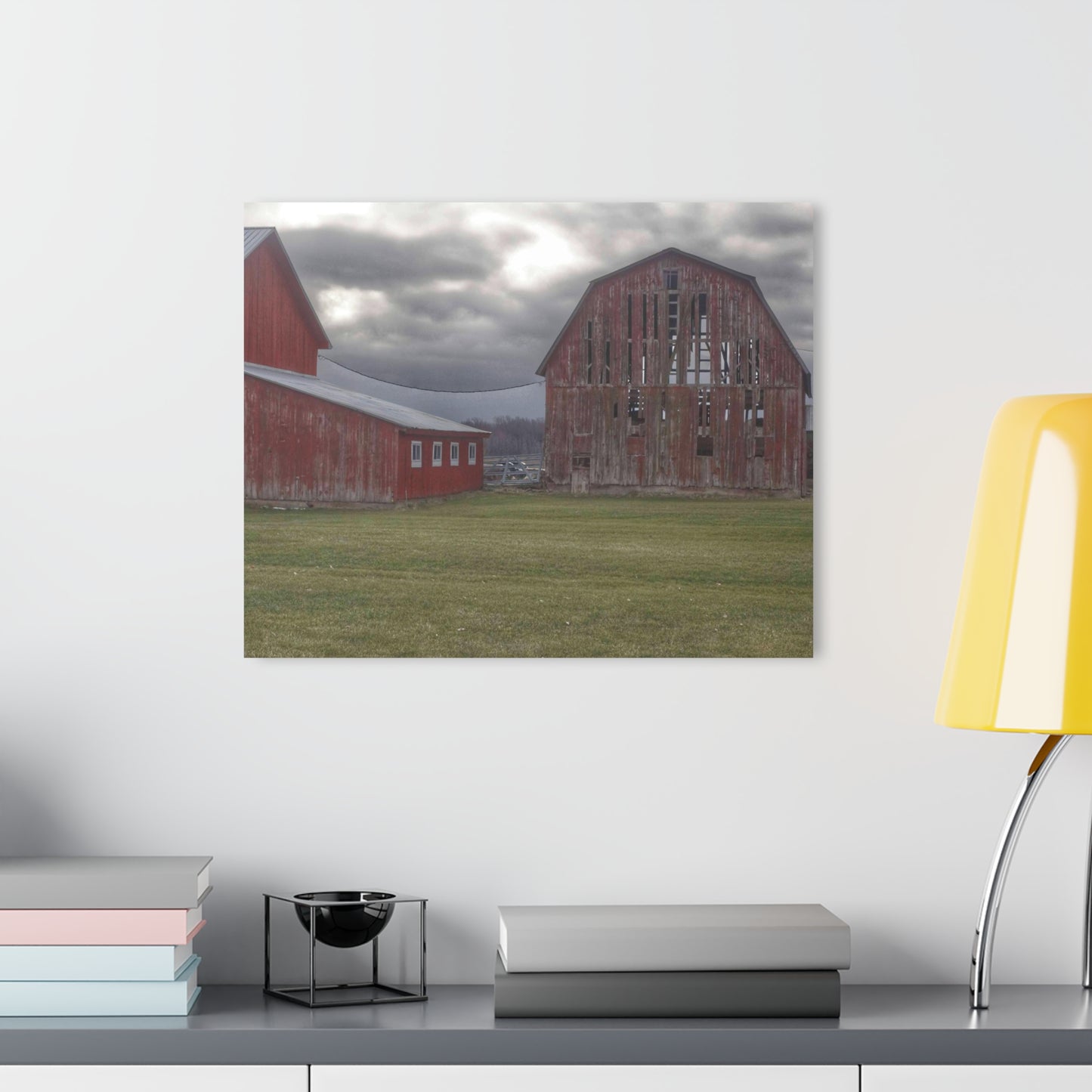U R There Photography Church Road Reds Rustic Farmhouse Acrylic Wall Print