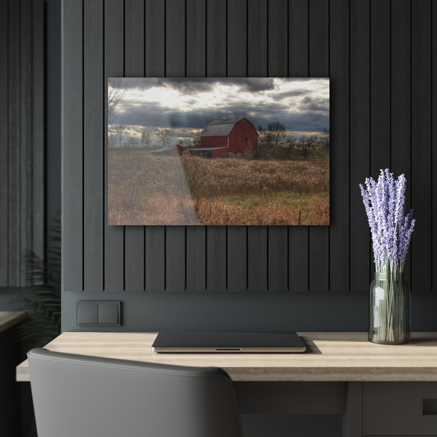 U R There Photography Booth Road Cow Barn II Rustic Farmhouse Acrylic Wall Print