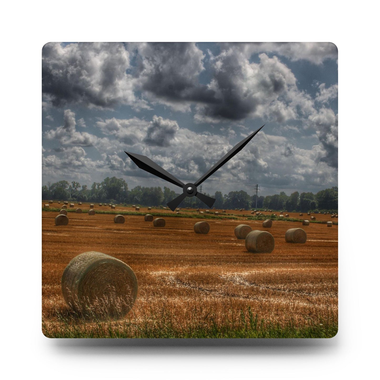 U R There Photography Haybale Heaven Rustic Farmhouse Acrylic Analog Wall Clock