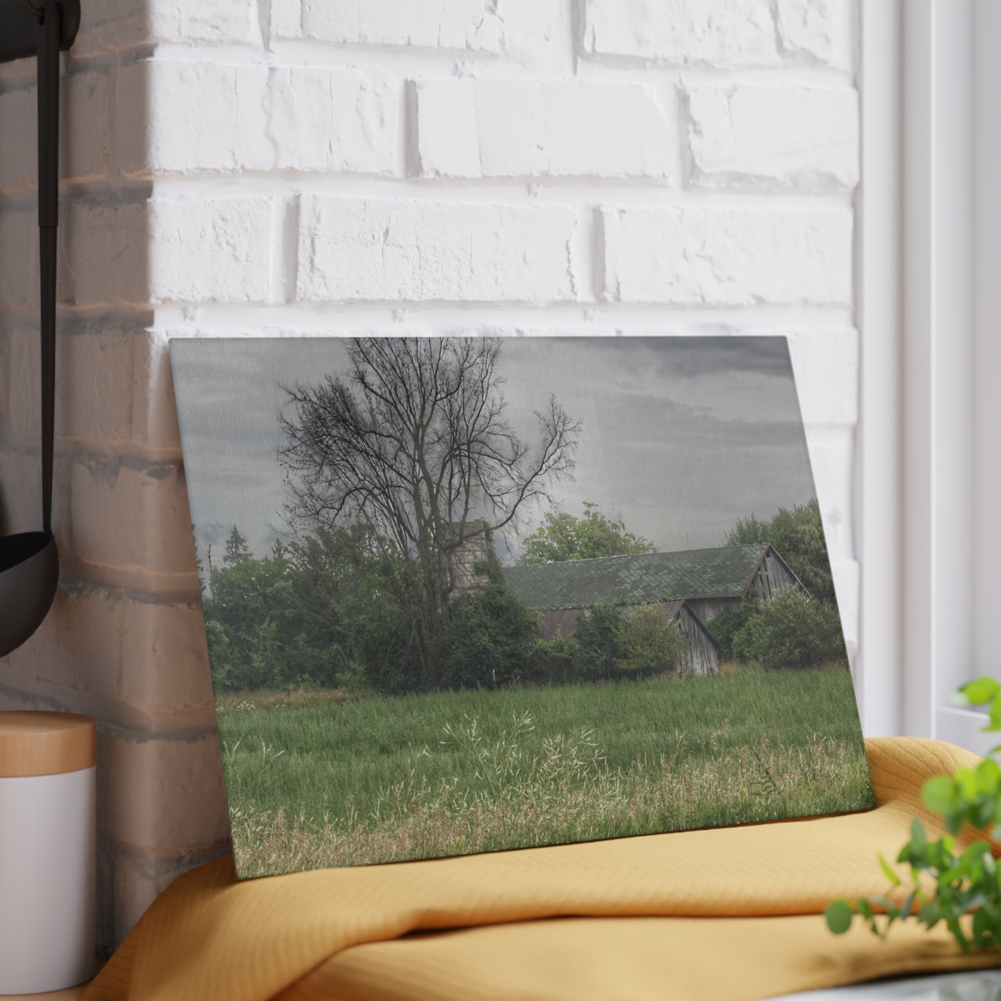 U R There Photography Wilder Road Grey III Rustic Farmhouse Tempered-Glass Cutting Board