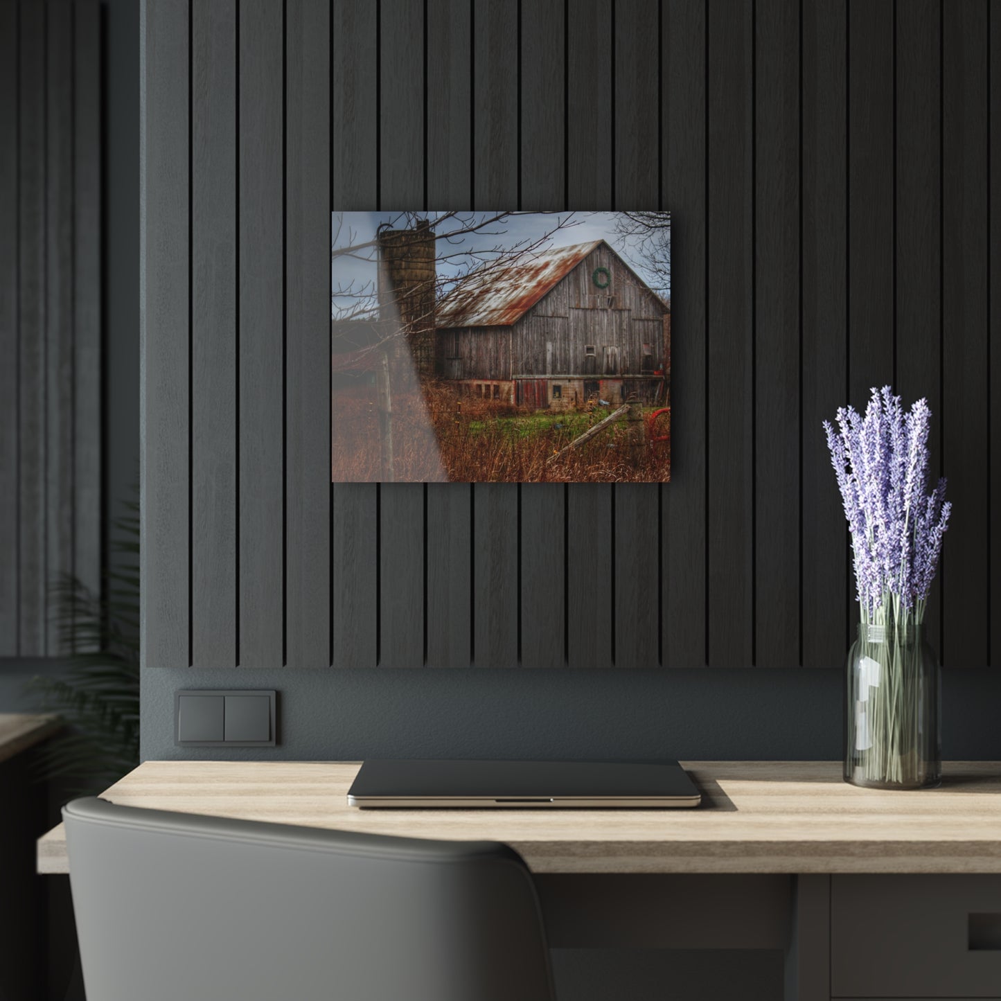 U R There Photography Churchill Christmas Barn II Rustic Farmhouse Acrylic Wall Print
