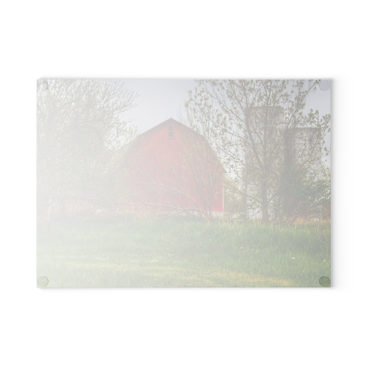 U R There Photography Castle Corner Red I Rustic Farmhouse Tempered-Glass Cutting Board
