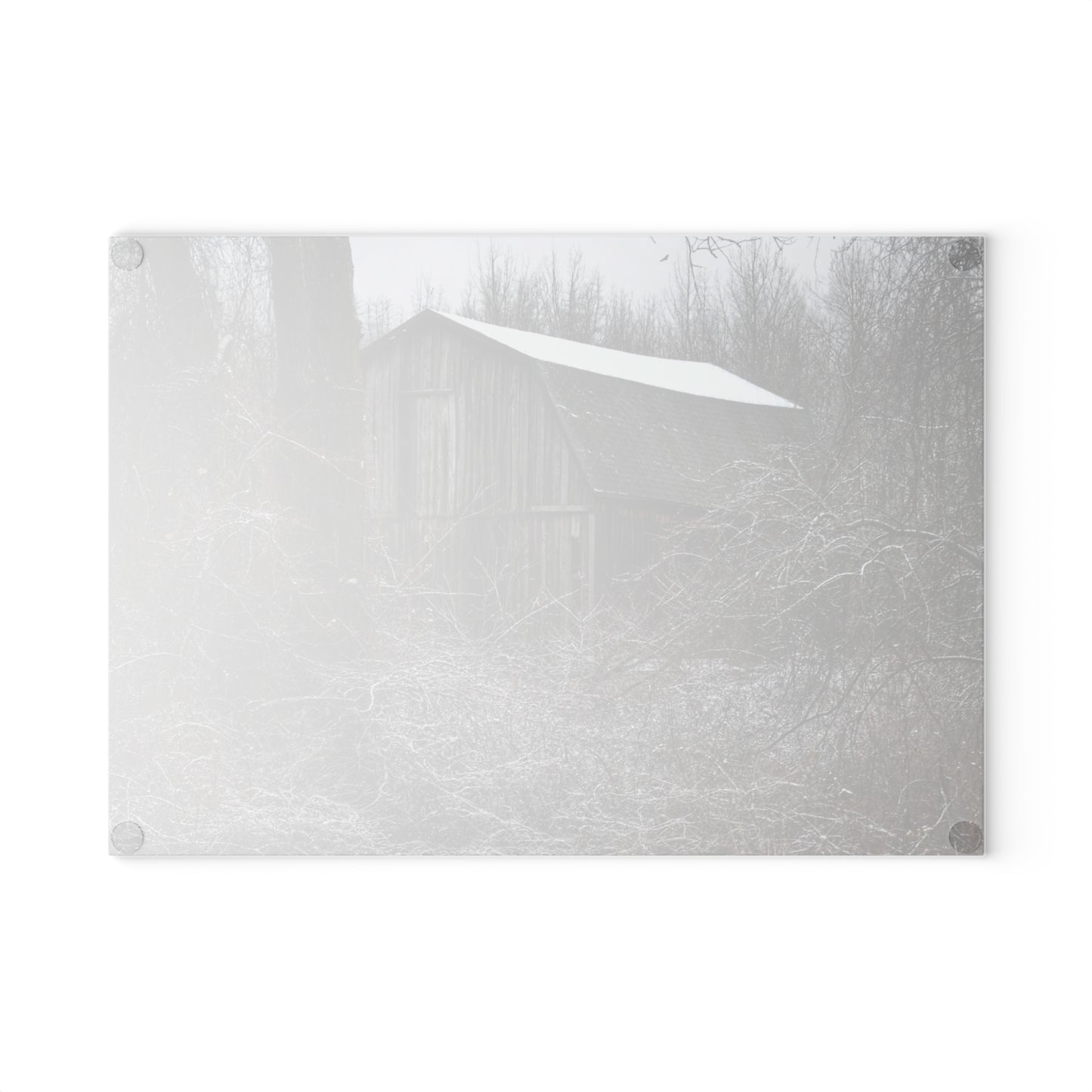 U R There Photography Saginaw Road Grey Rustic Farmhouse Tempered-Glass Cutting Board