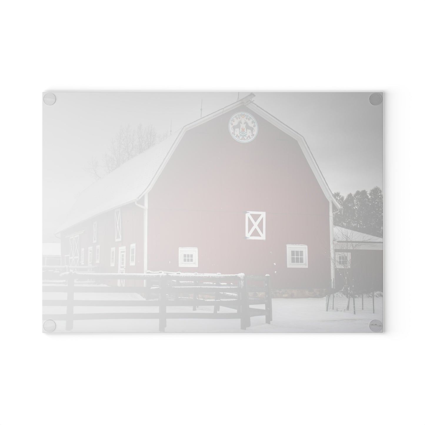 U R There Photography Barns of Barber Road III Rustic Farmhouse Tempered-Glass Cutting Board