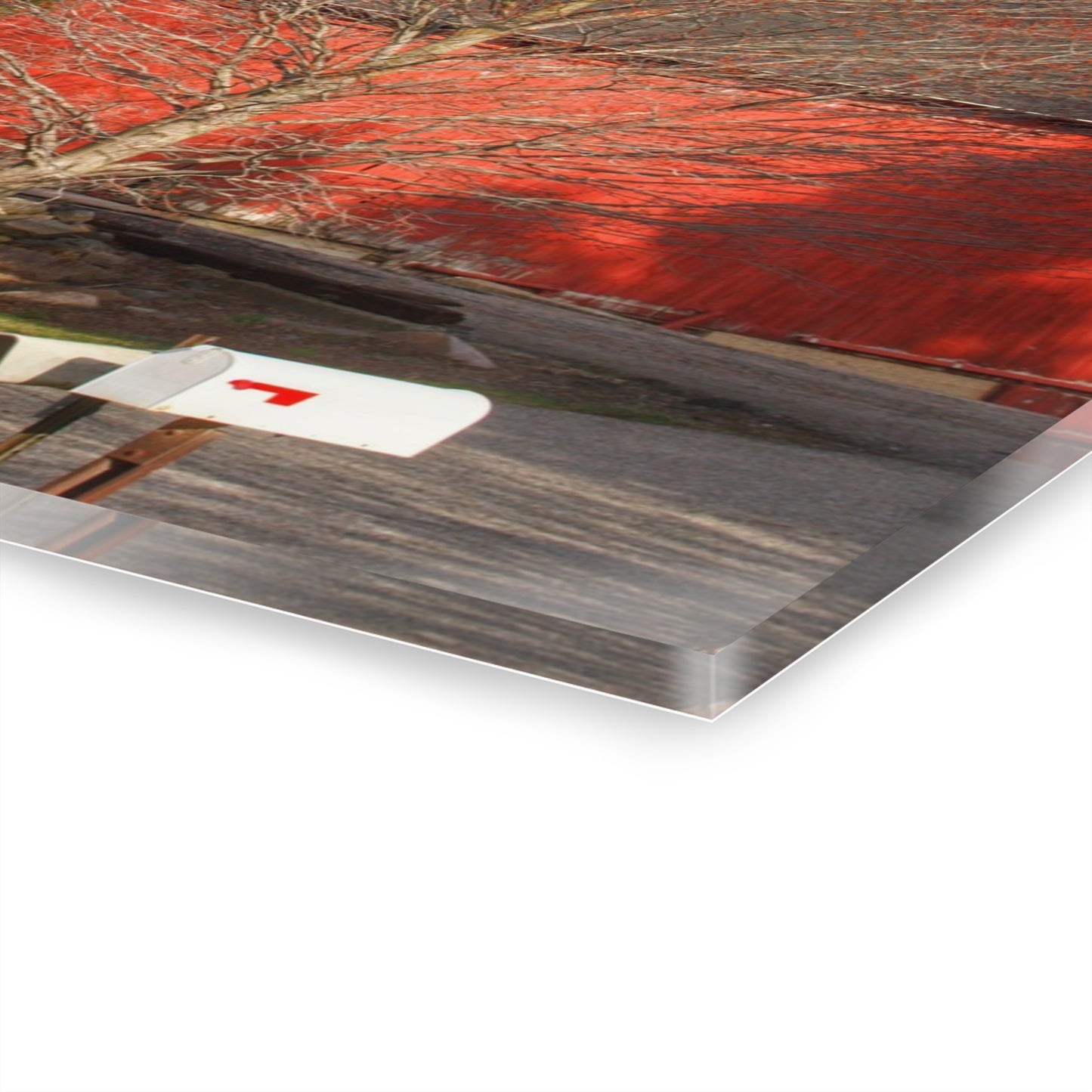 U R There Photography West Sutton Road Red Rustic Farmhouse Acrylic Wall Print