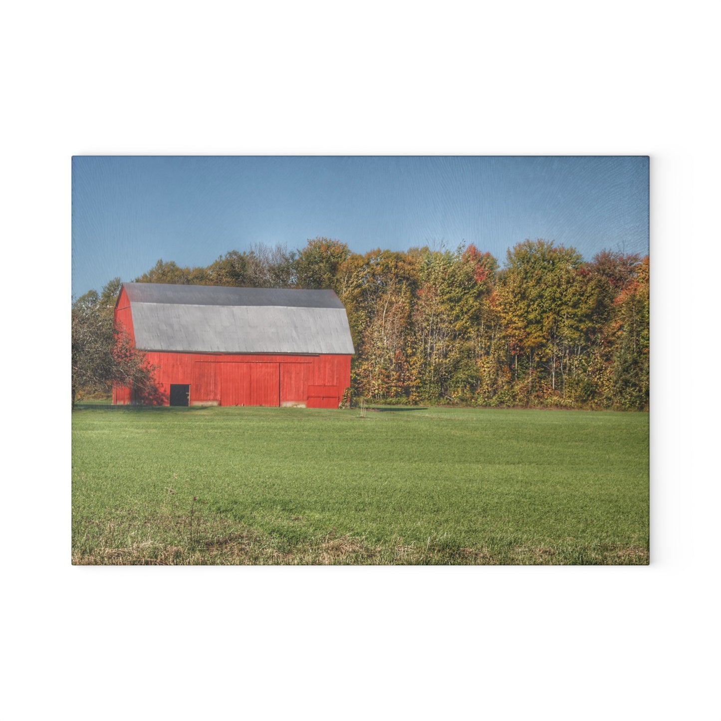 U R There Photography Ubly Road Red Rustic Farmhouse Tempered-Glass Cutting Board