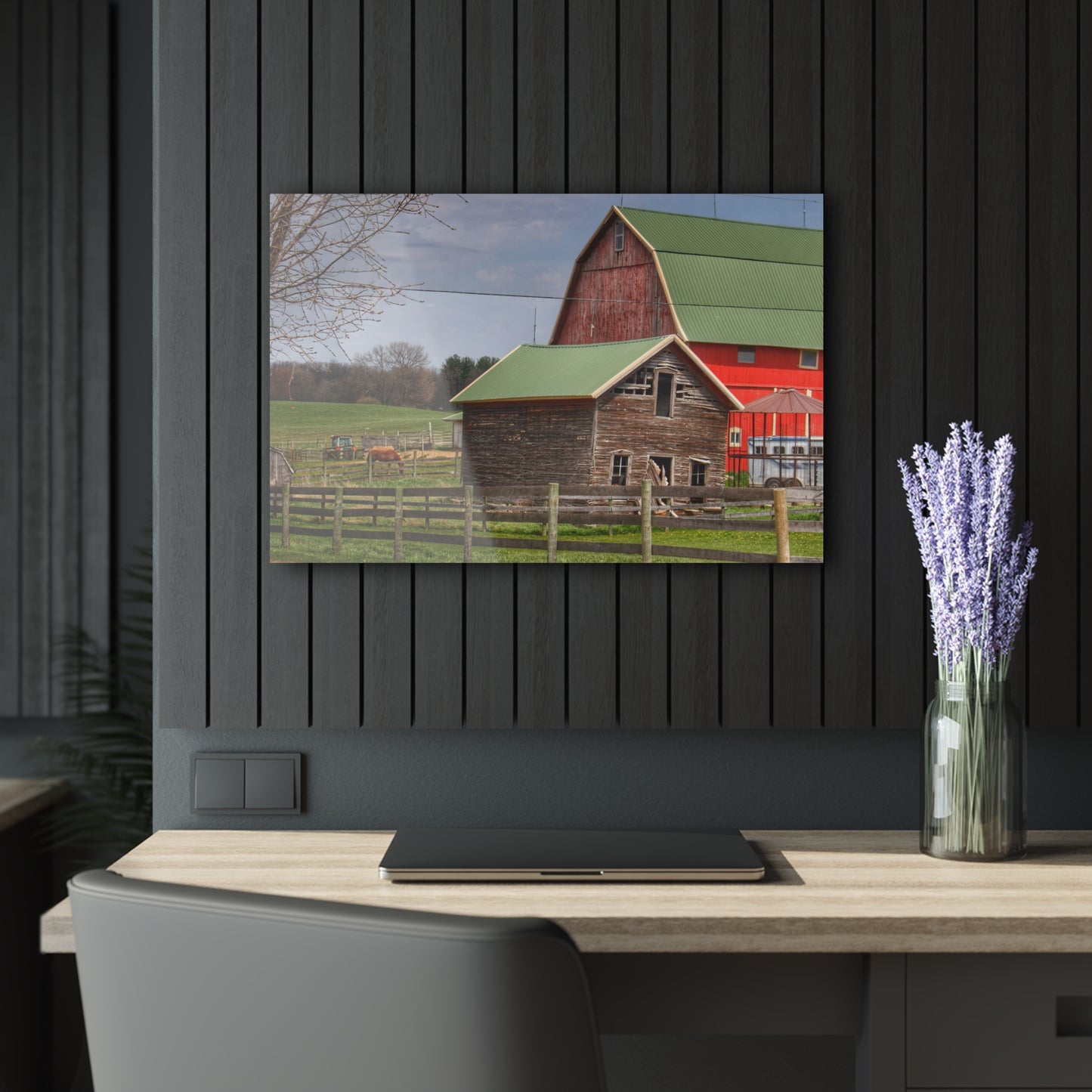 U R There Photography Oregon Road Tilted Little Grey Rustic Farmhouse Acrylic Wall Print