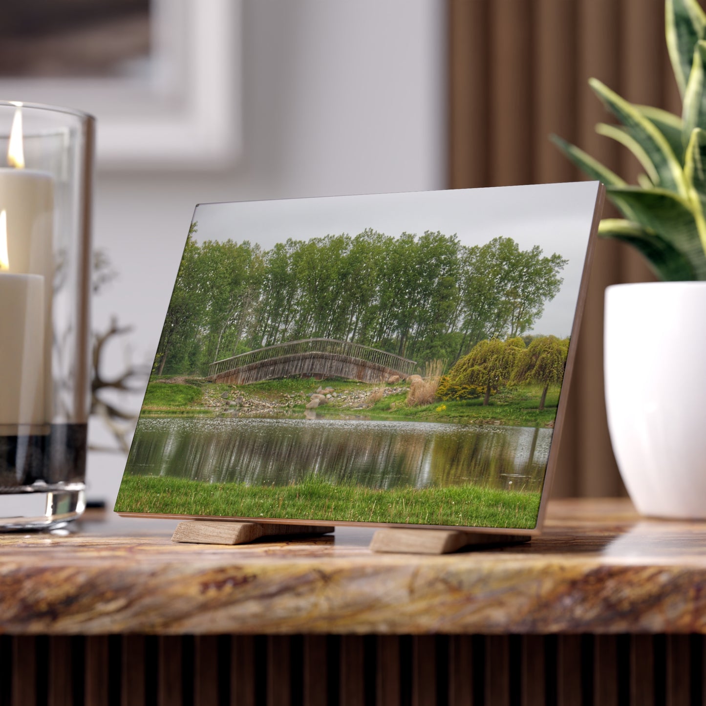 U R There Photography Bridge of Summers Road I Rustic Farmhouse Decorative Ceramic Tile 6" × 8" Matte