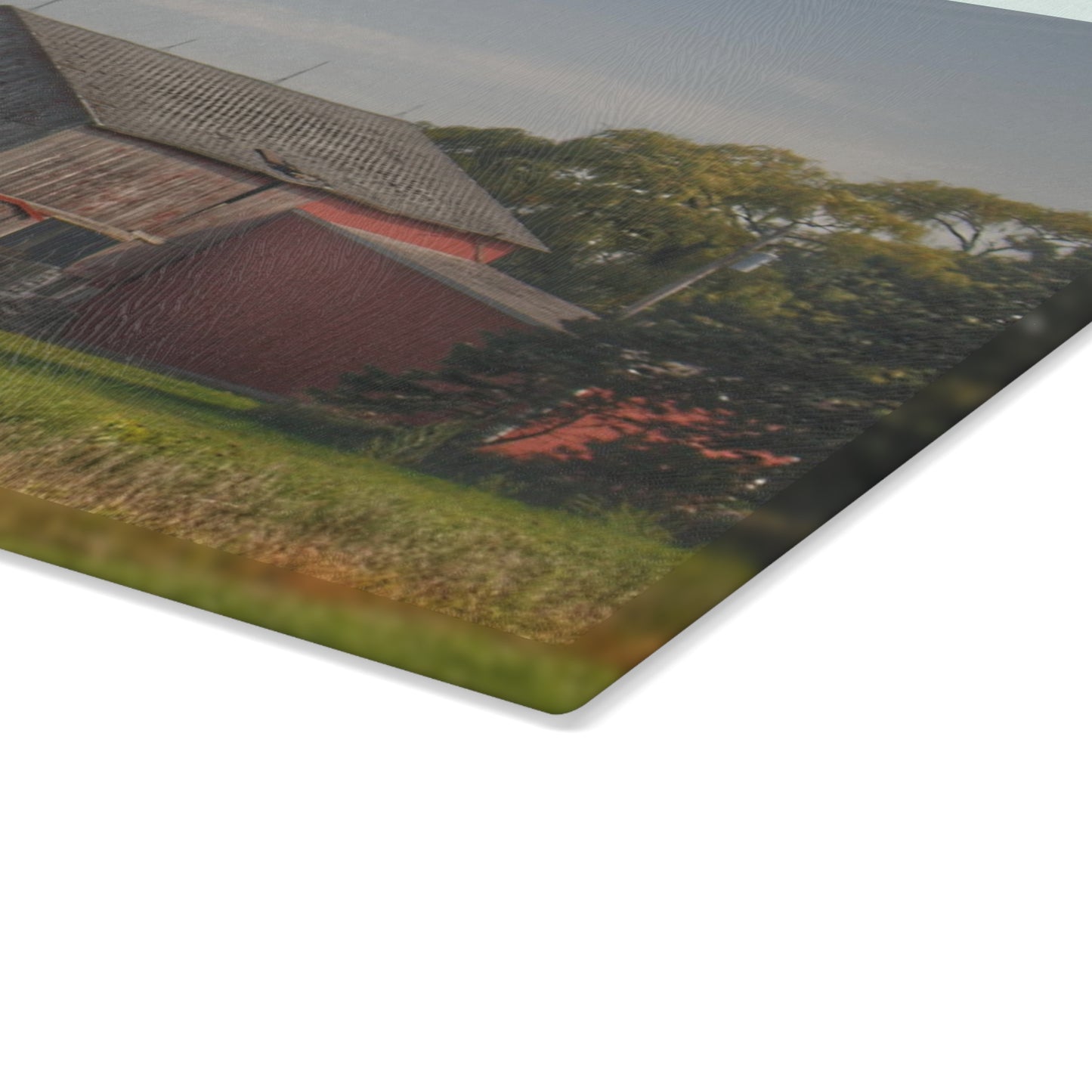 U R There Photography Pigeon Grey Saltbox Rustic Farmhouse Tempered-Glass Cutting Board
