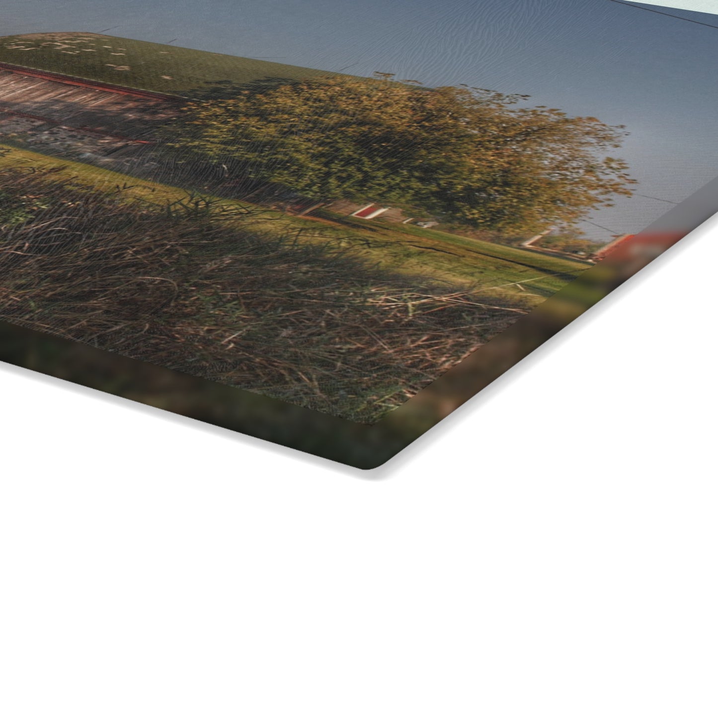 U R There Photography Summers Road Reds Rustic Farmhouse Tempered-Glass Cutting Board