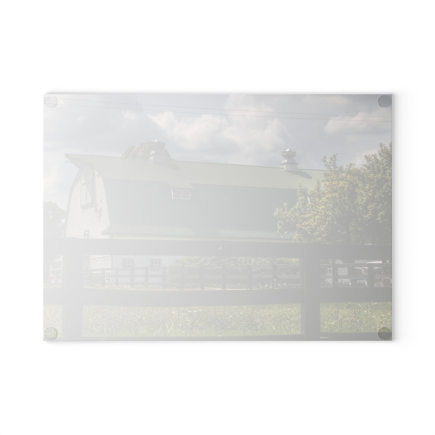 U R There Photography Clark Road White I Rustic Farmhouse Tempered-Glass Cutting Board