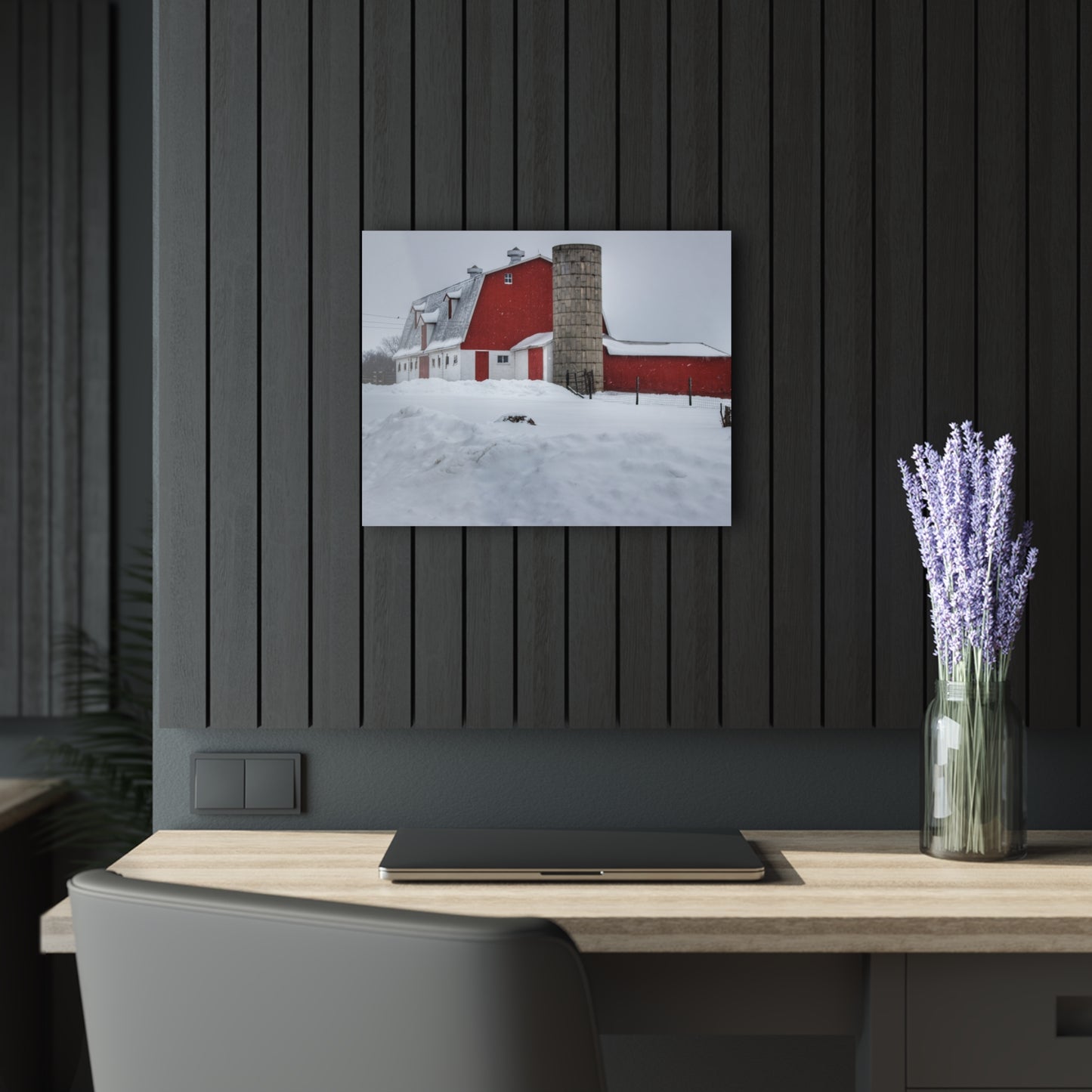U R There Photography South Elba Block Red Rustic Farmhouse Acrylic Wall Print