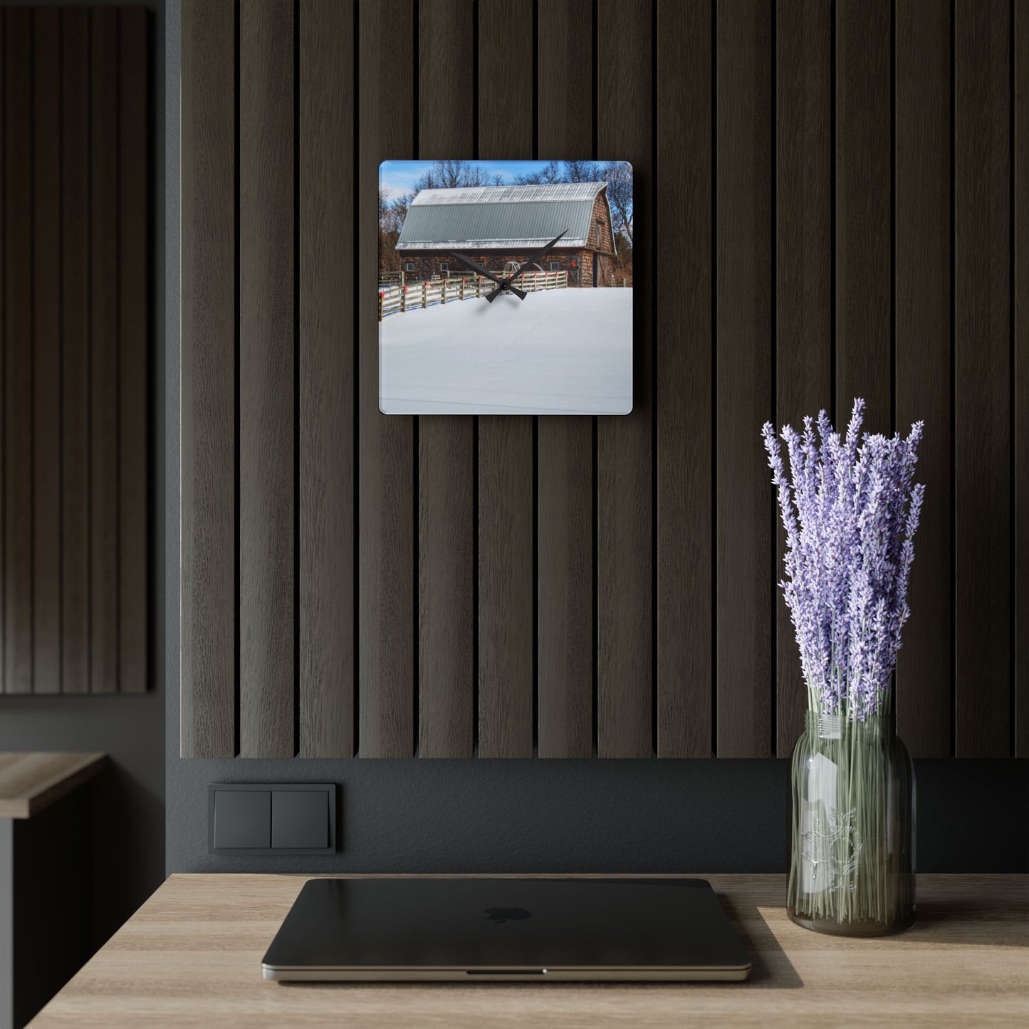 U R There Photography Morgan Lanes Cedar Shack Barn Rustic Farmhouse Acrylic Analog Wall Clock