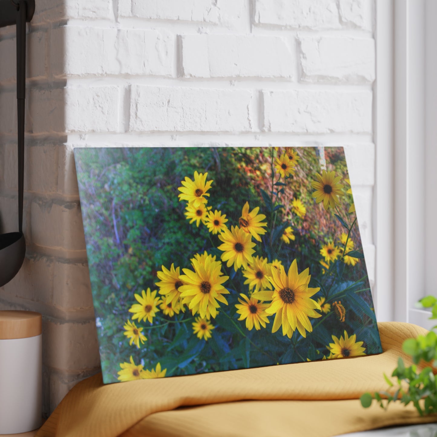 U R There Photography Bursts of Gold Rustic Farmhouse Tempered-Glass Cutting Board
