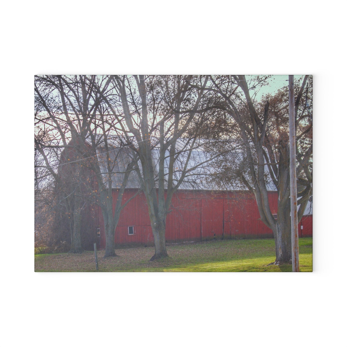 U R There Photography Vienna Road Hidden Red Rustic Farmhouse Tempered-Glass Cutting Board