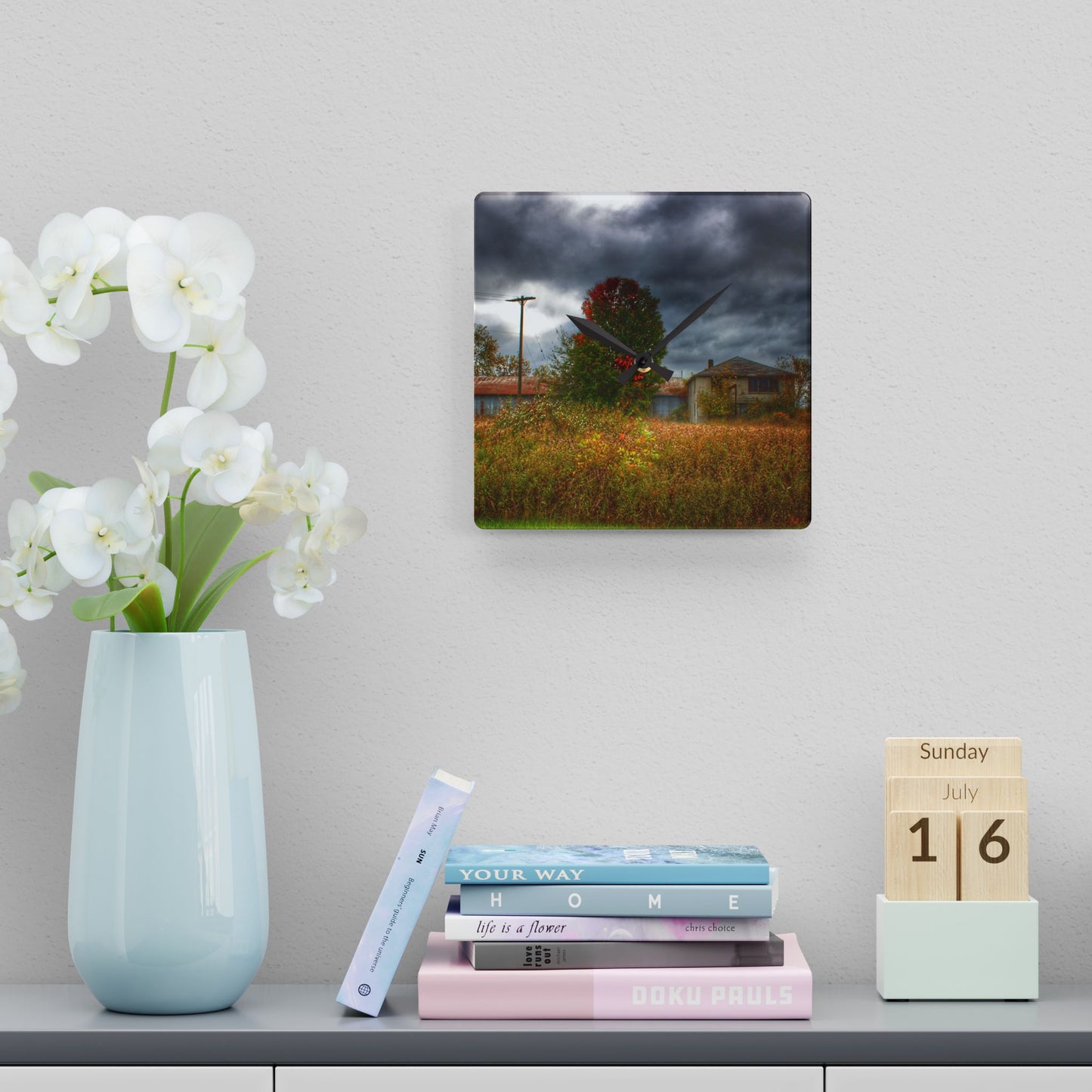 U R There Photography Farnsworth Forgotten Rustic Farmhouse Acrylic Analog Wall Clock