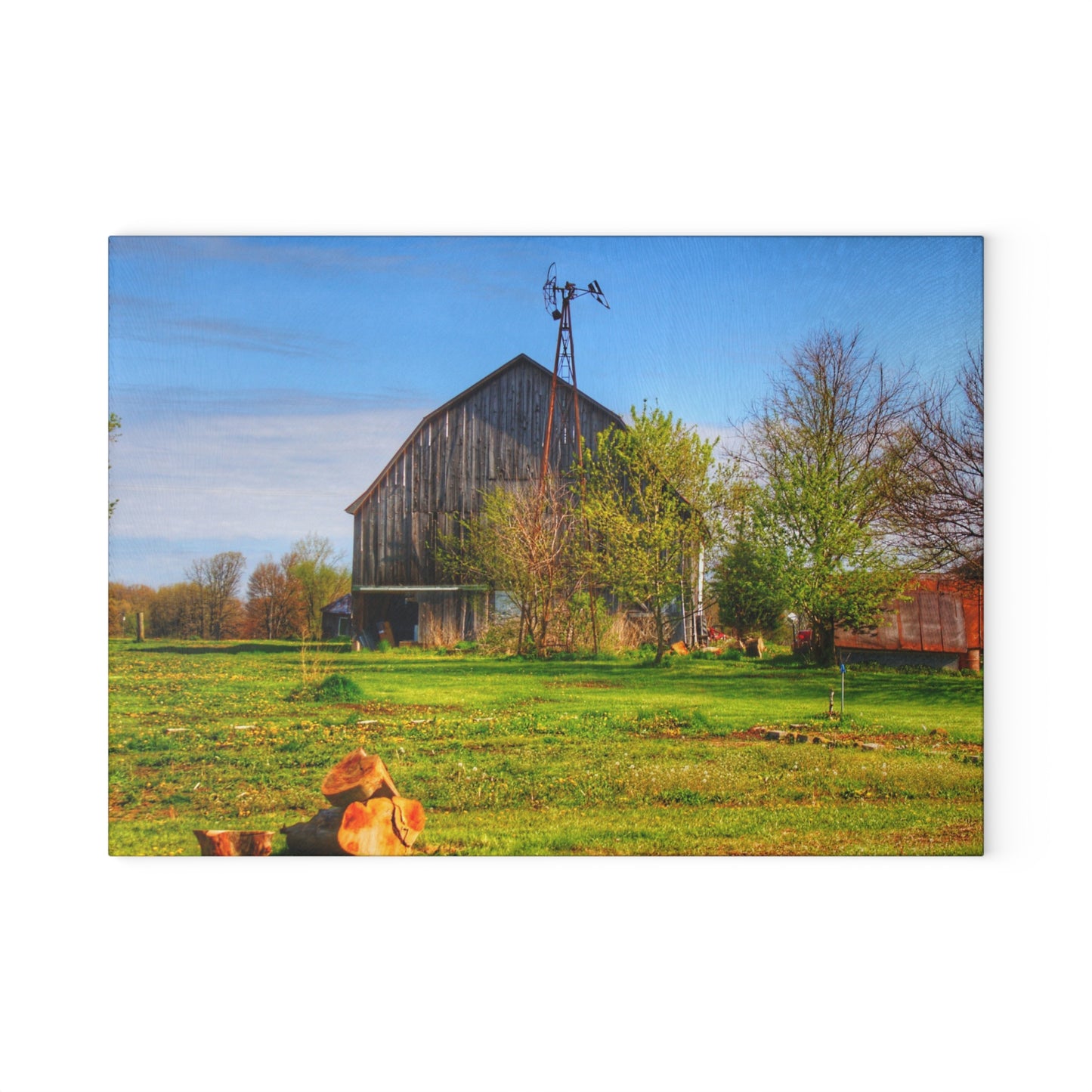 U R There Photography Sohn Road Greys Rustic Farmhouse Tempered-Glass Cutting Board