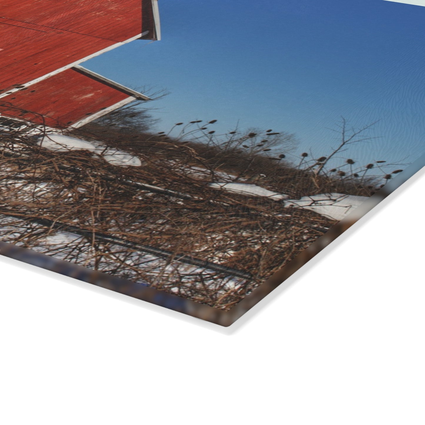 U R There Photography Vassar Red Wild Rustic Farmhouse Tempered-Glass Cutting Board