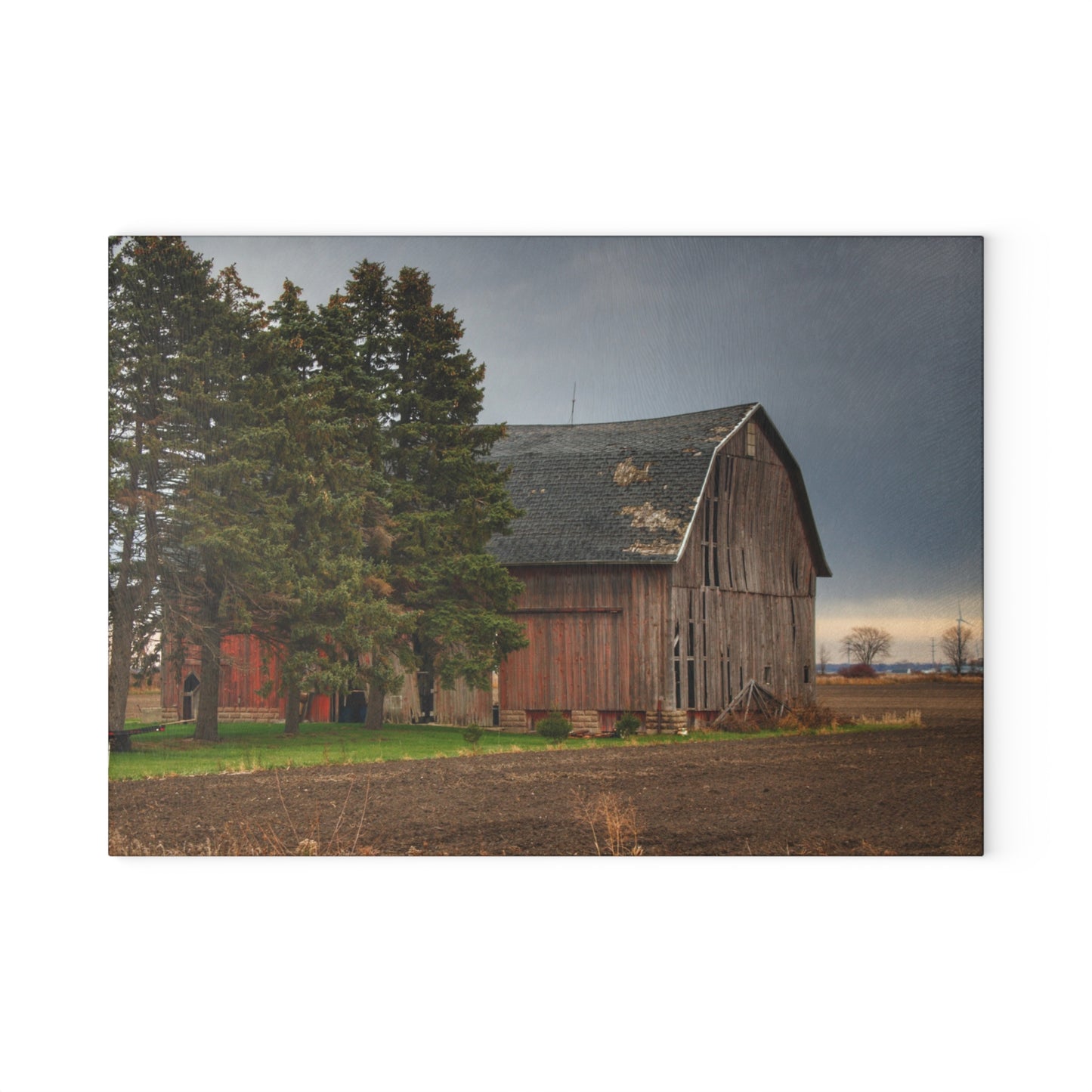 U R There Photography Owendale Red Rustic Farmhouse Tempered-Glass Cutting Board