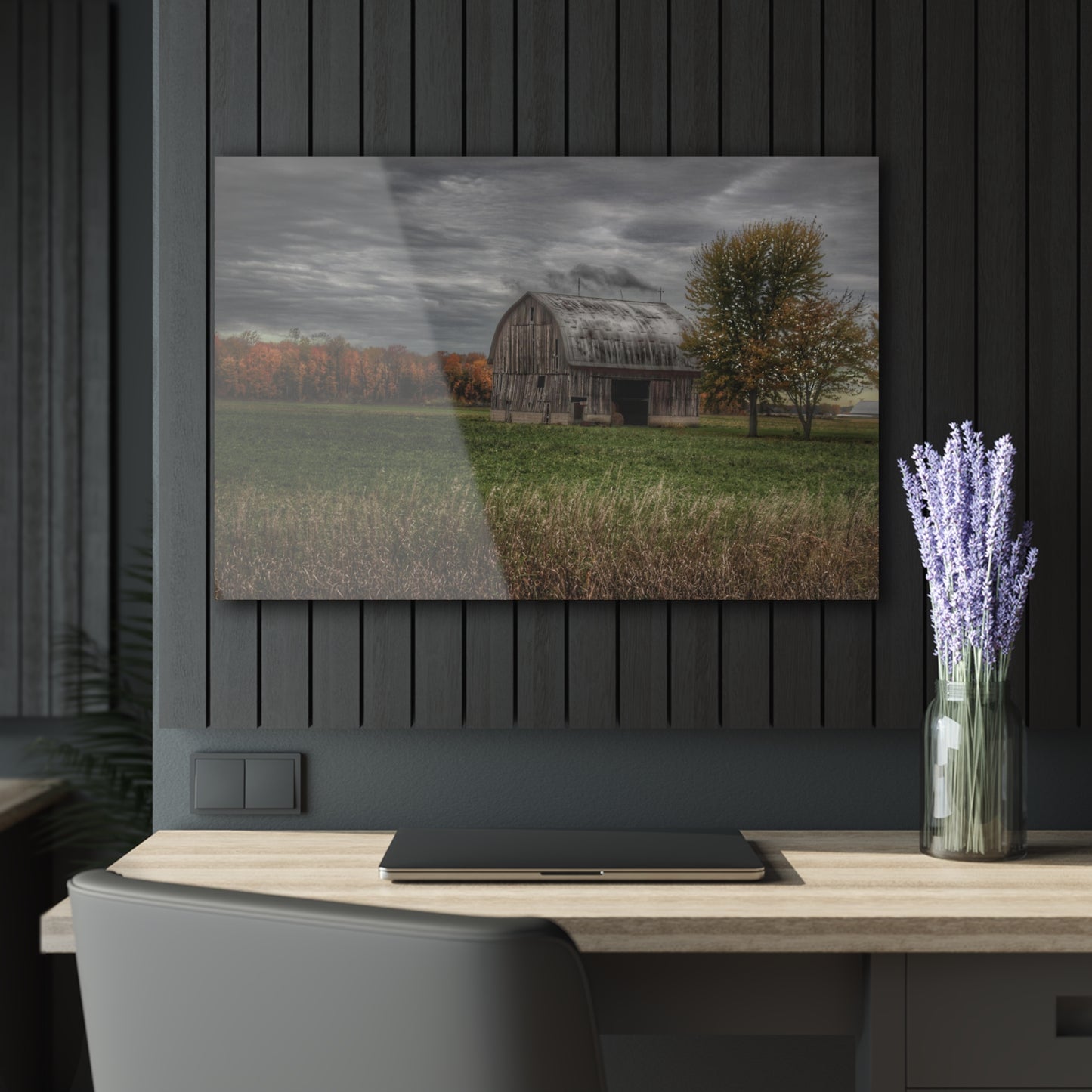 U R There Photography Bray Road Grey in the Fall Rustic Farmhouse Acrylic Wall Print