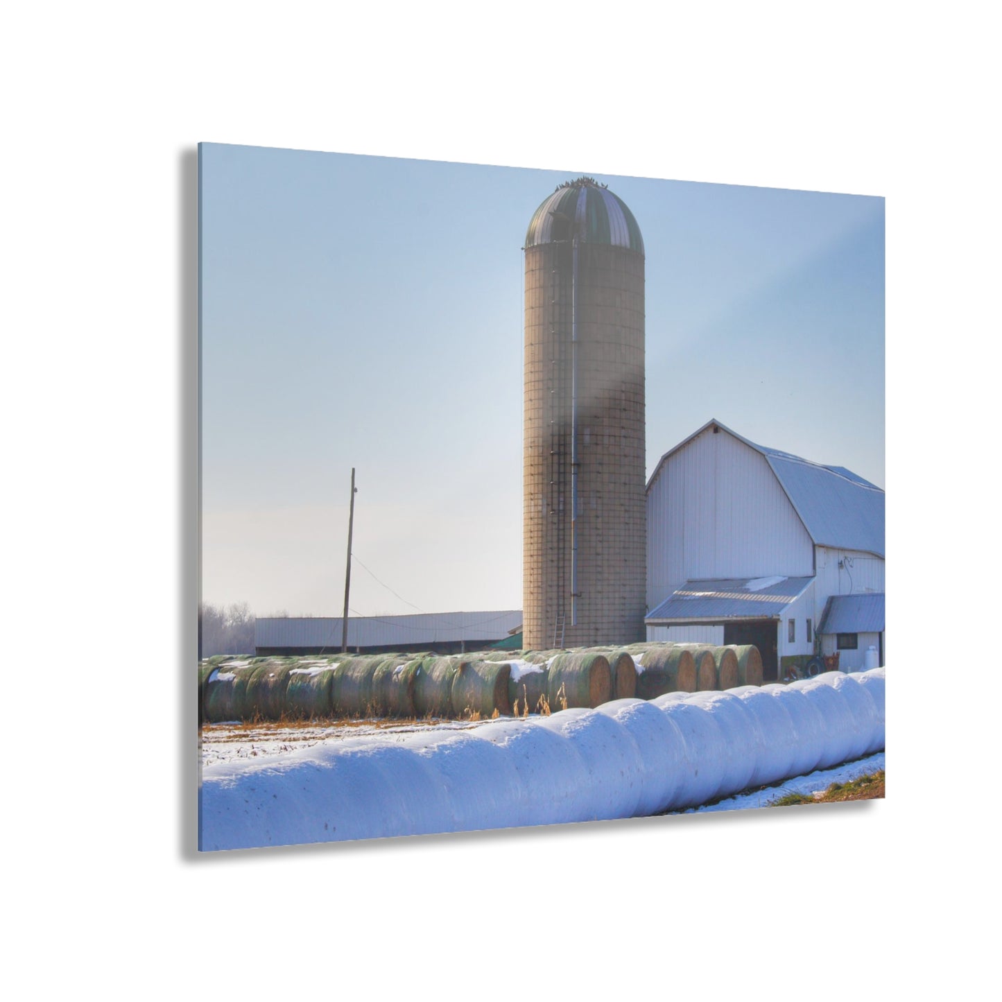 U R There Photography Bowers Road White in Winter Rustic Farmhouse Acrylic Wall Print