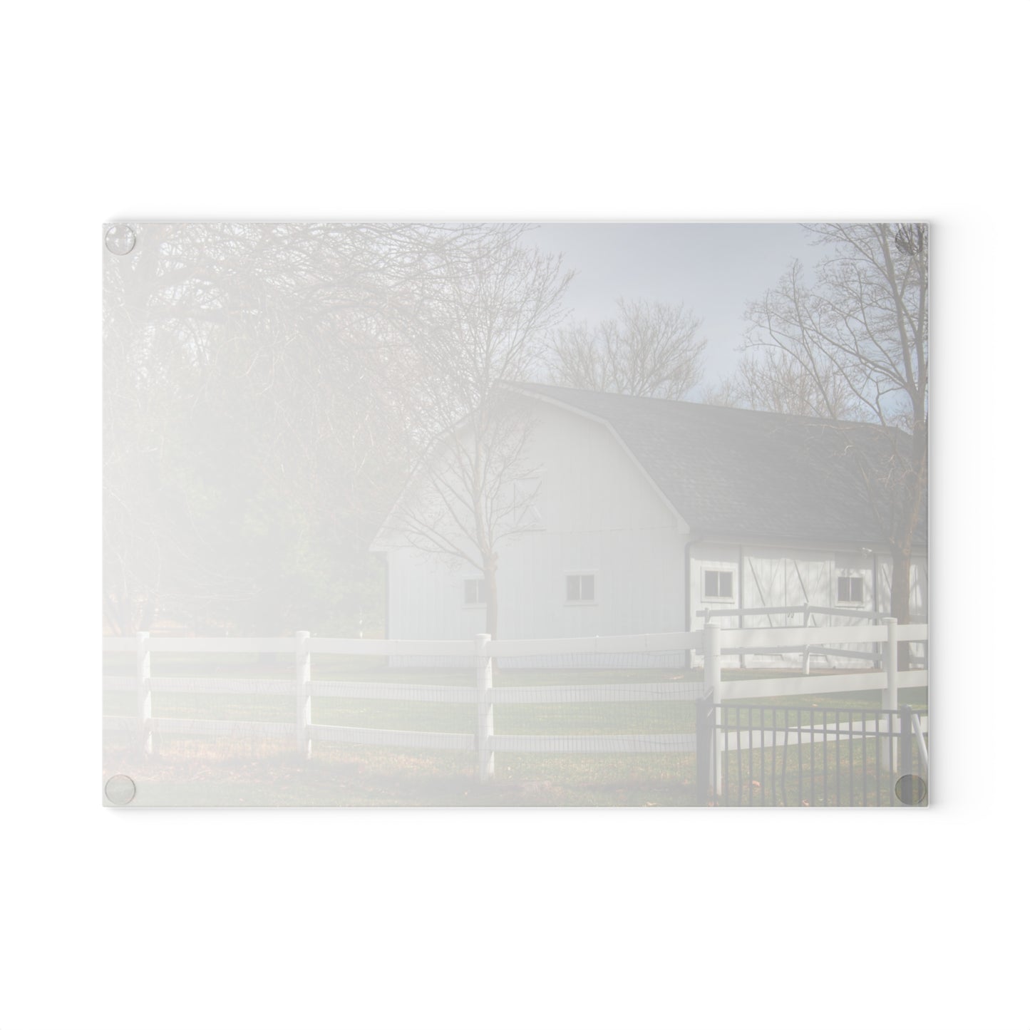 U R There Photography Collins Road White Rustic Farmhouse Tempered-Glass Cutting Board