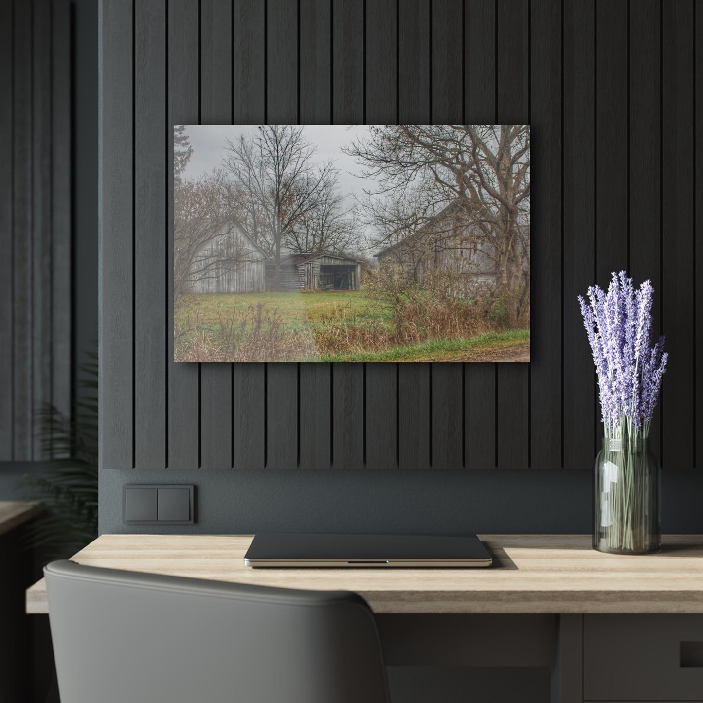 U R There Photography Bowers Road Greys IV Rustic Farmhouse Acrylic Wall Print