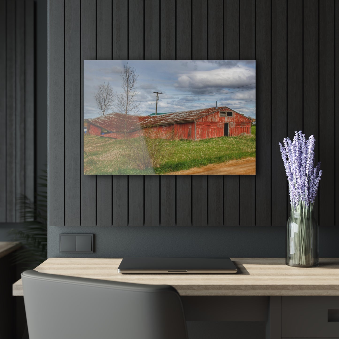U R There Photography Centerline Road Sinking Shack Rustic Farmhouse Acrylic Wall Print