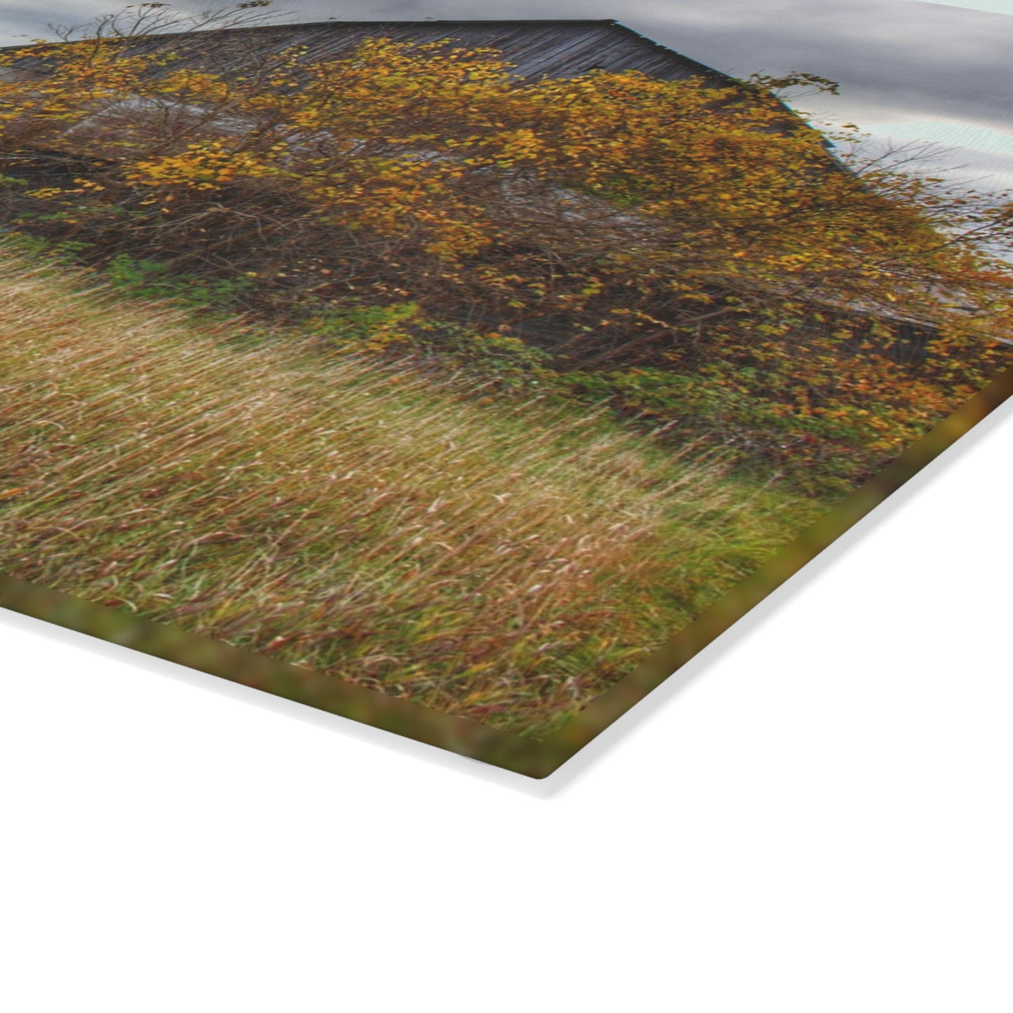 U R There Photography Church Road Grey III Rustic Farmhouse Tempered-Glass Cutting Board