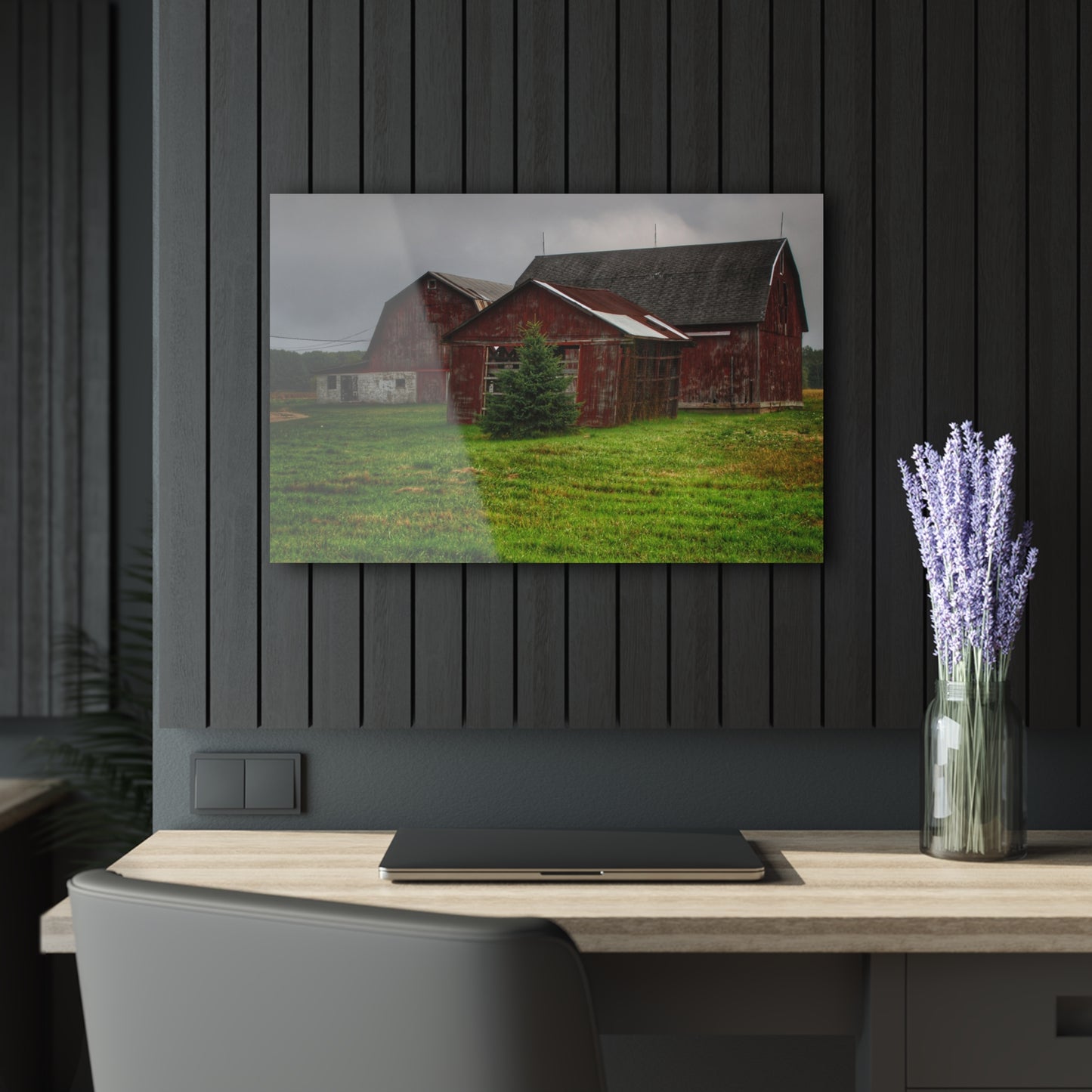 U R There Photography Winslow Road Reds Rustic Farmhouse Acrylic Wall Print