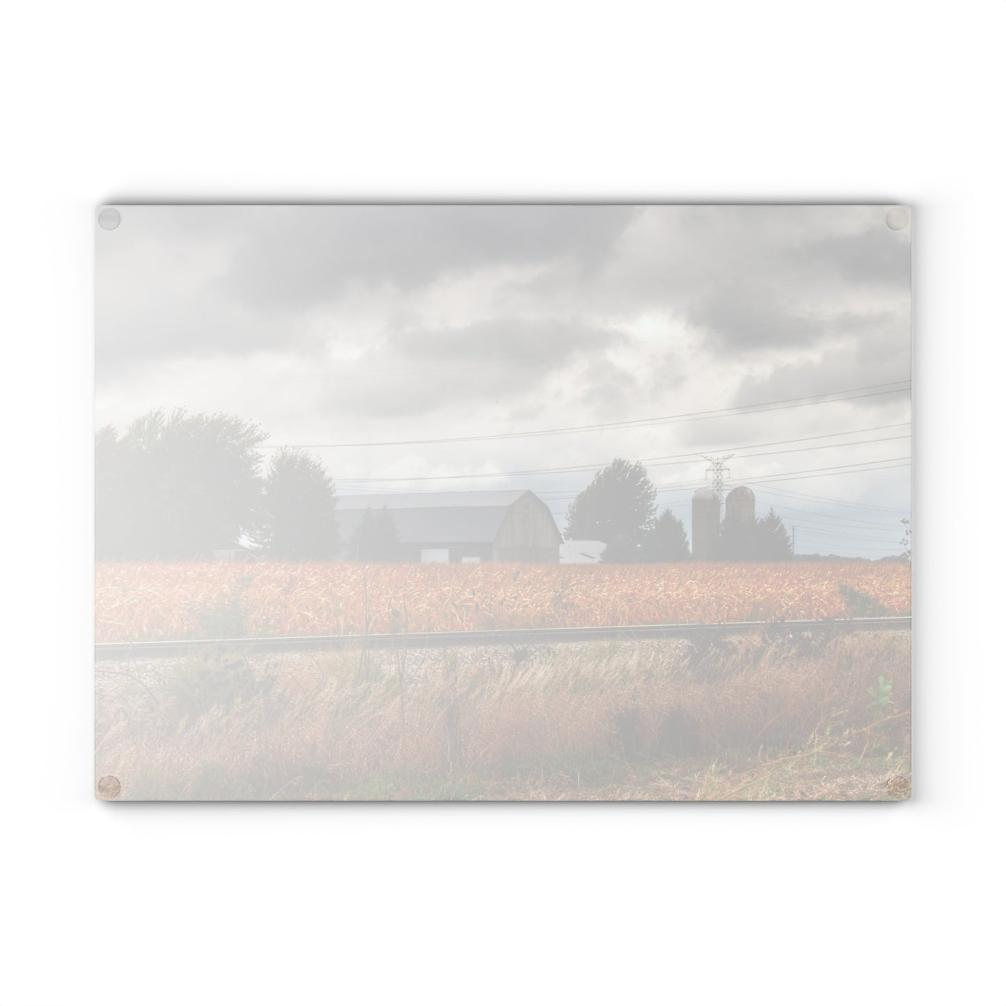 U R There Photography Reese Old Grey Beyond the Tracks Rustic Farmhouse Tempered-Glass Cutting Board