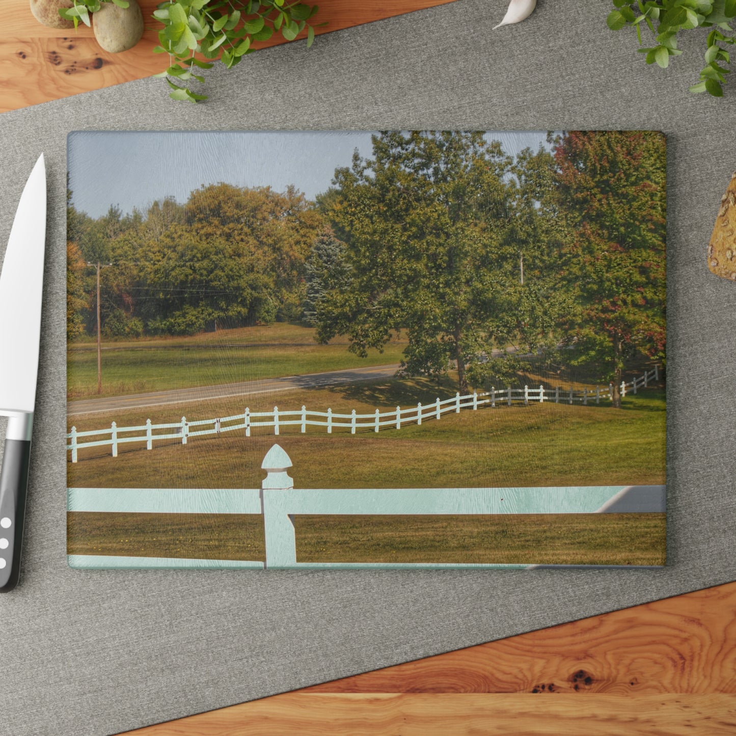 U R There Photography Beyond the White Fences Rustic Farmhouse Tempered-Glass Cutting Board