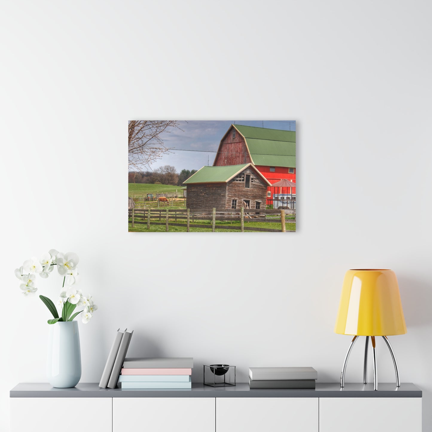 U R There Photography Oregon Road Tilted Little Grey Rustic Farmhouse Acrylic Wall Print