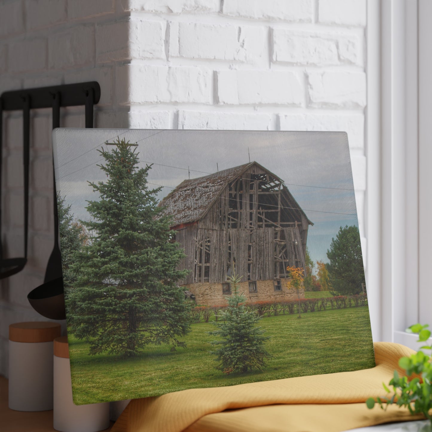U R There Photography Rich Road Falling Grey I Rustic Farmhouse Tempered-Glass Cutting Board