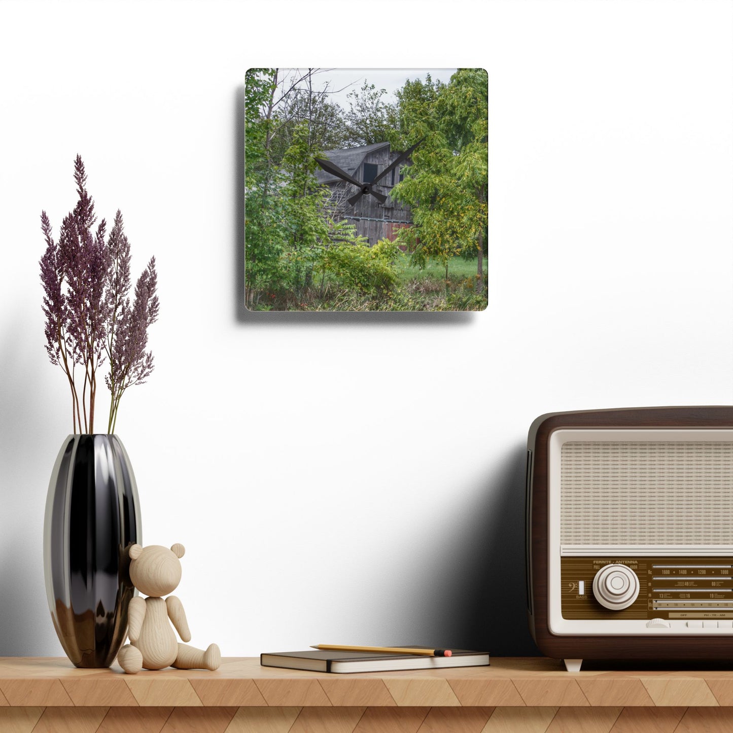 U R There Photography Hayes Road Hidden I Rustic Farmhouse Acrylic Analog Wall Clock
