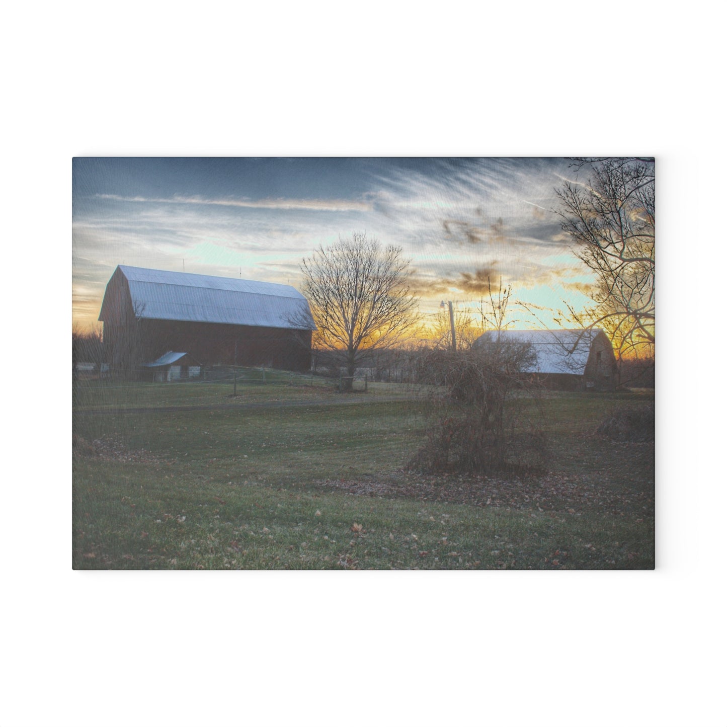 U R There Photography Ortonville Red Rustic Farmhouse Tempered-Glass Cutting Board