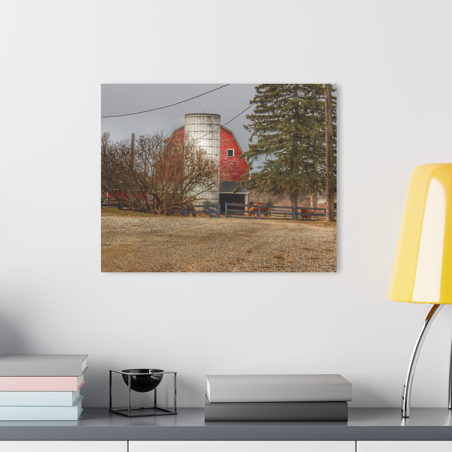 U R There Photography Blood Road Red and Horses Rustic Farmhouse Acrylic Wall Print