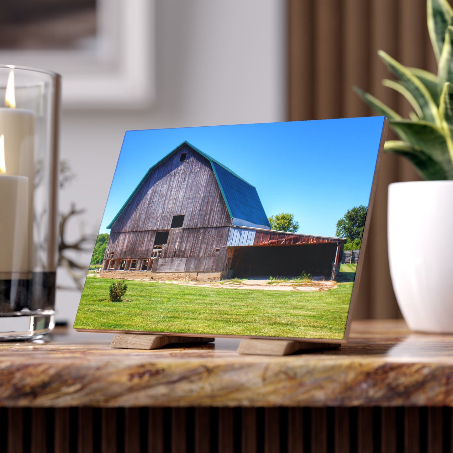 U R There Photography Bishop Grey I Rustic Farmhouse Decorative Ceramic Tile