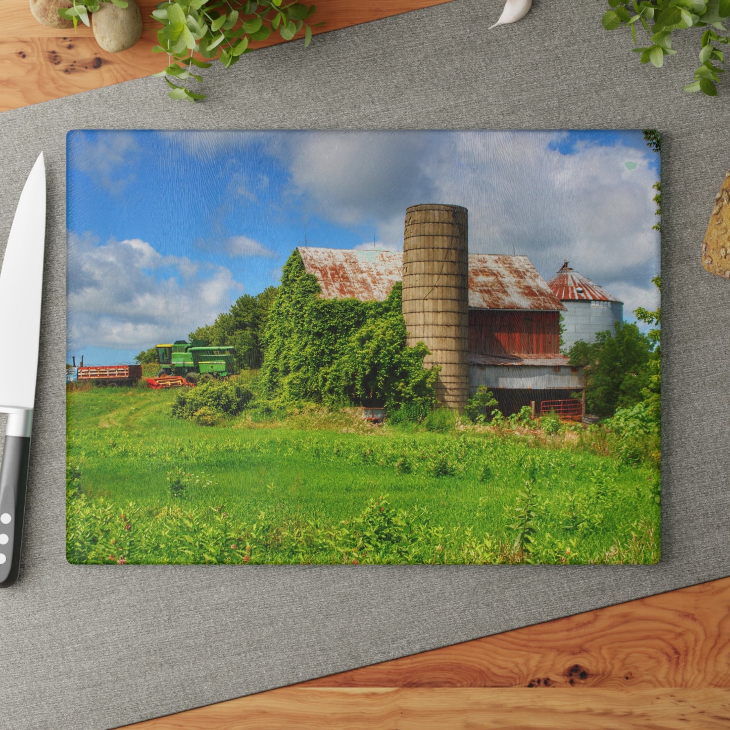 U R There Photography Slattery Rusted Red Rustic Farmhouse Tempered-Glass Cutting Board