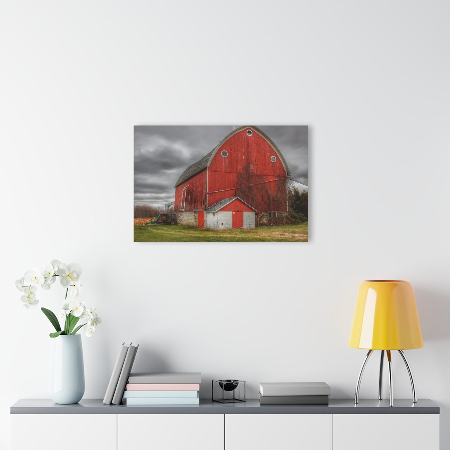 U R There Photography Slattery Road Fieldstone Red Rustic Farmhouse Acrylic Wall Print