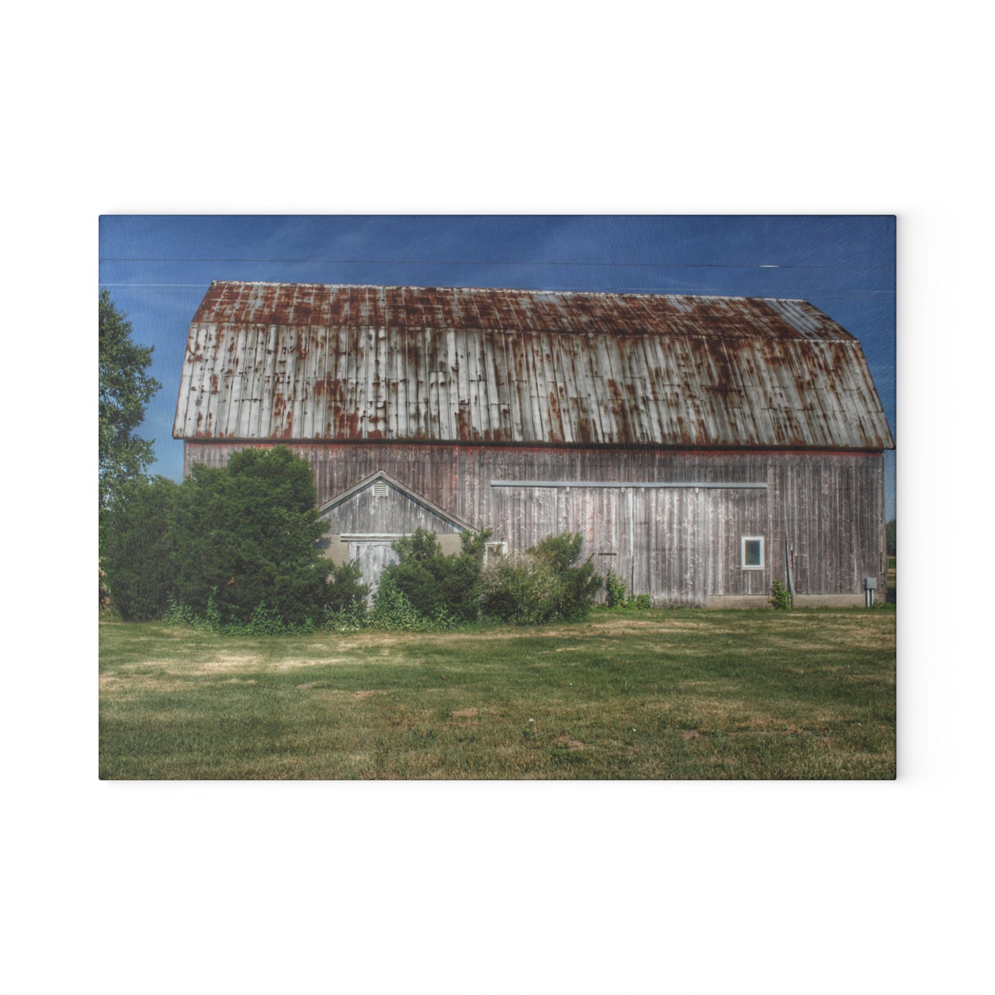 U R There Photography Barkley Road Red in Summer I Rustic Farmhouse Tempered-Glass Cutting Board