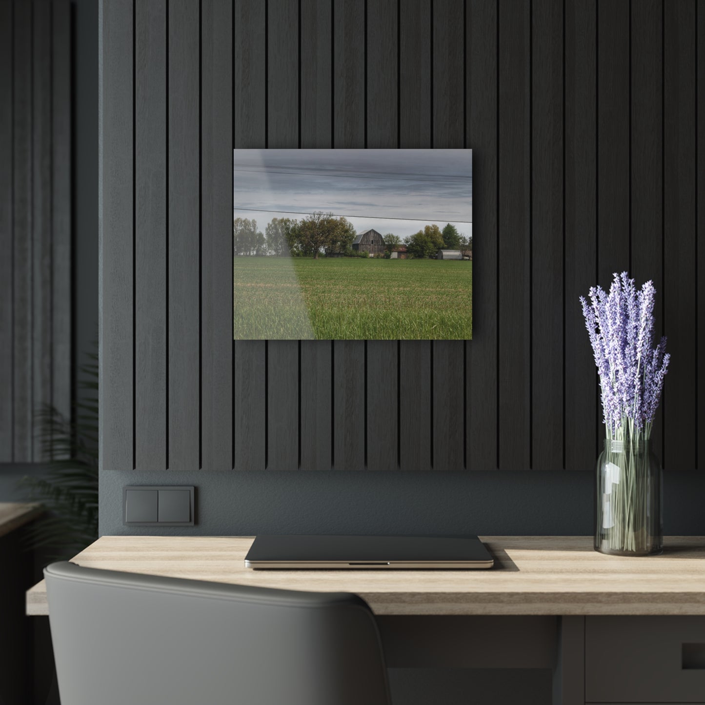 U R There Photography Old Grey Across the Field Rustic Farmhouse Acrylic Wall Print