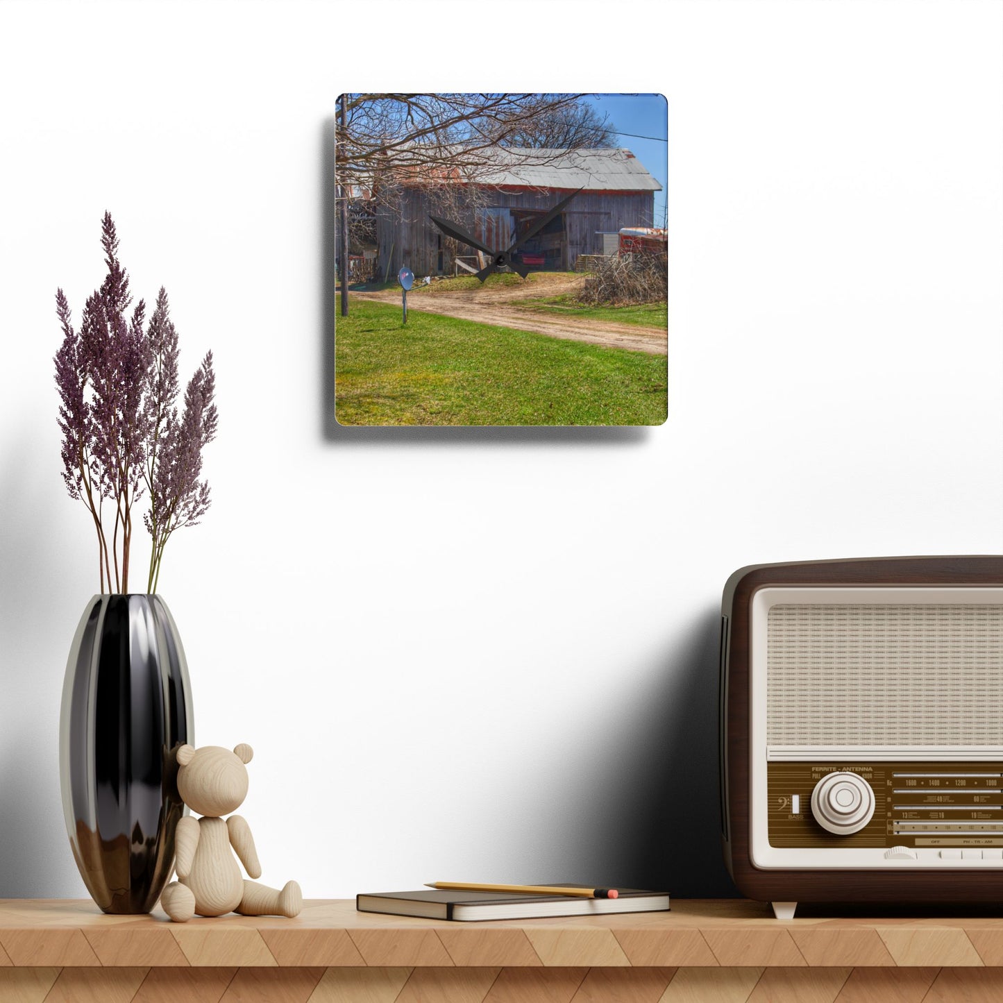 U R There Photography Lee Hill Greys Rustic Farmhouse Acrylic Analog Wall Clock