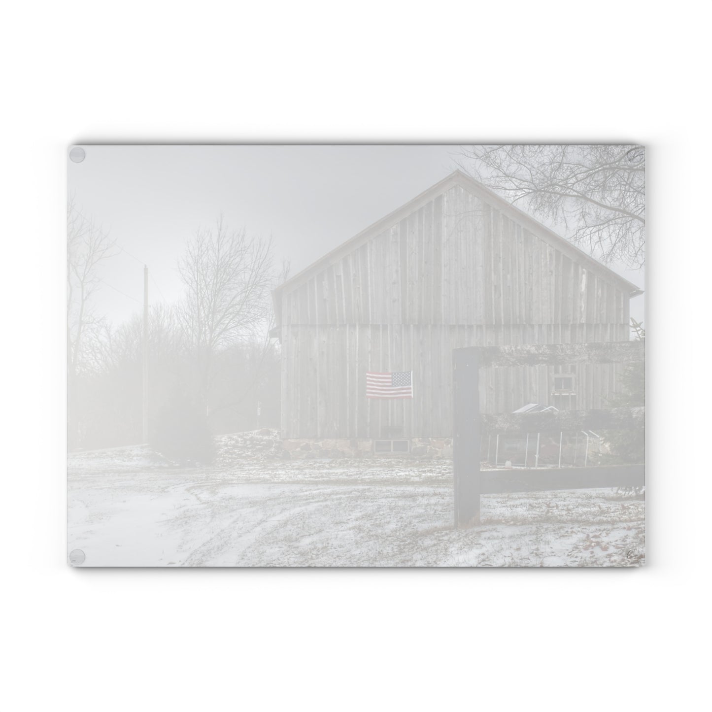U R There Photography Sutton Road Patriot Grey I Rustic Farmhouse Tempered-Glass Cutting Board