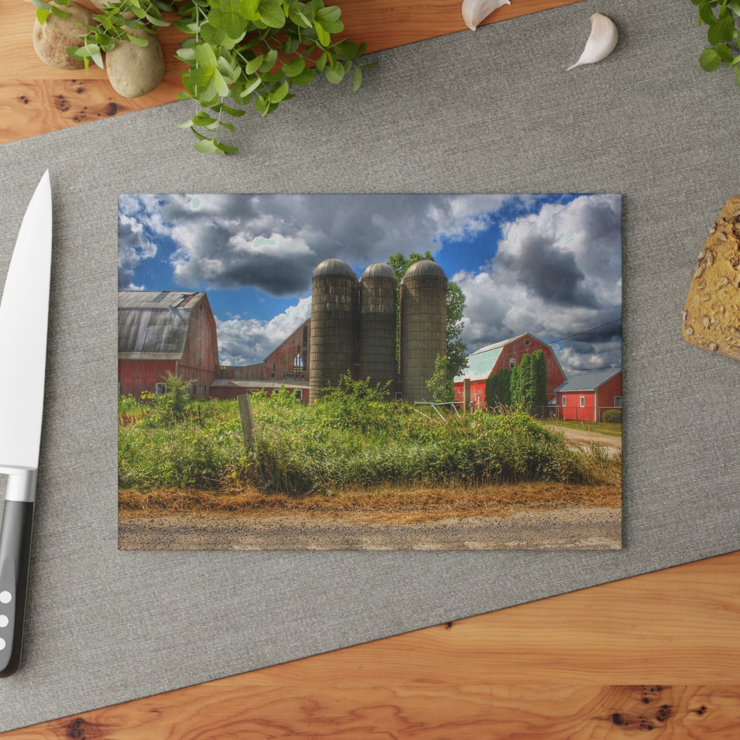 U R There Photography Shelby Red II Rustic Farmhouse Tempered-Glass Cutting Board