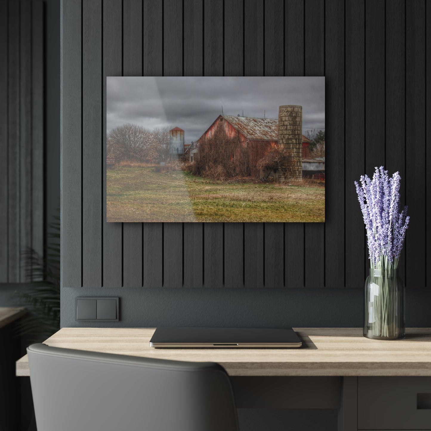 U R There Photography Slattery Road Old Red and Silo II Rustic Farmhouse Acrylic Wall Print