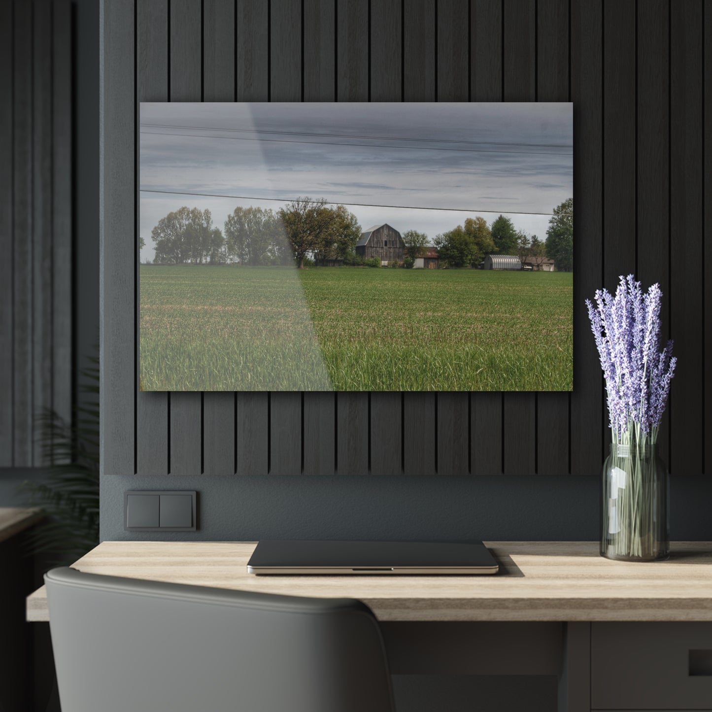 U R There Photography Old Grey Across the Field Rustic Farmhouse Acrylic Wall Print