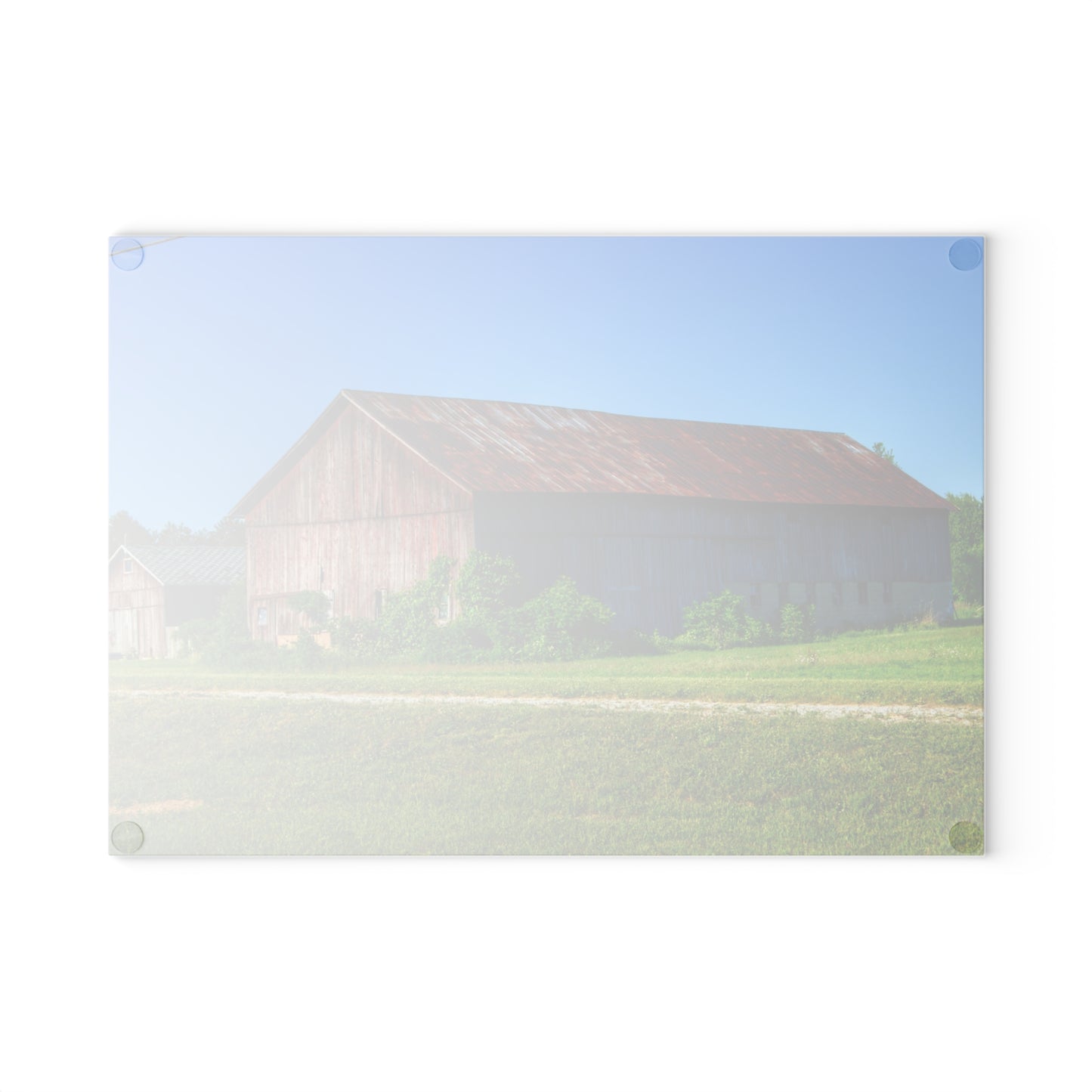 U R There Photography Otisville Rusted Reds Rustic Farmhouse Tempered-Glass Cutting Board