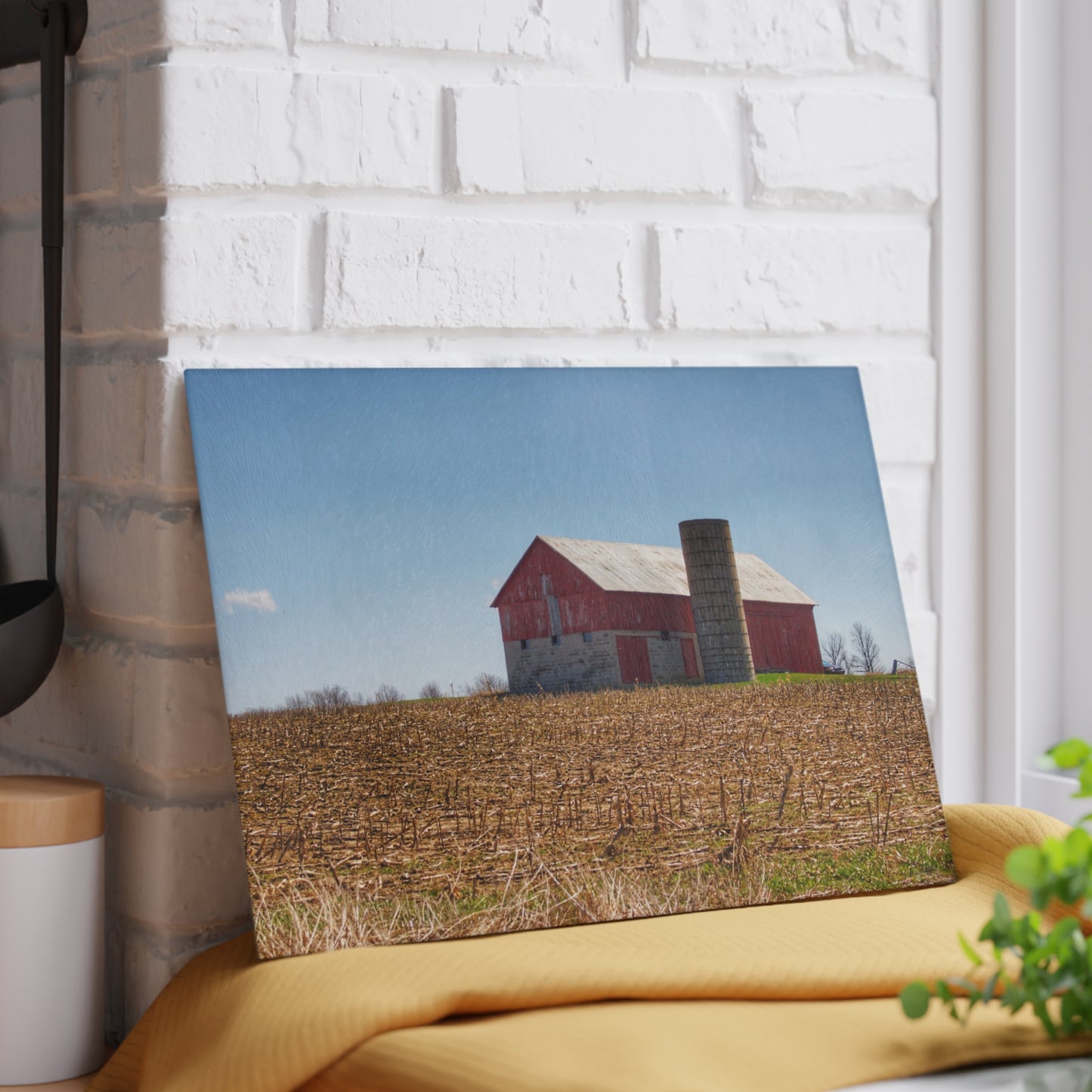 U R There Photography Lee Hill Road Block Red Rustic Farmhouse Tempered-Glass Cutting Board