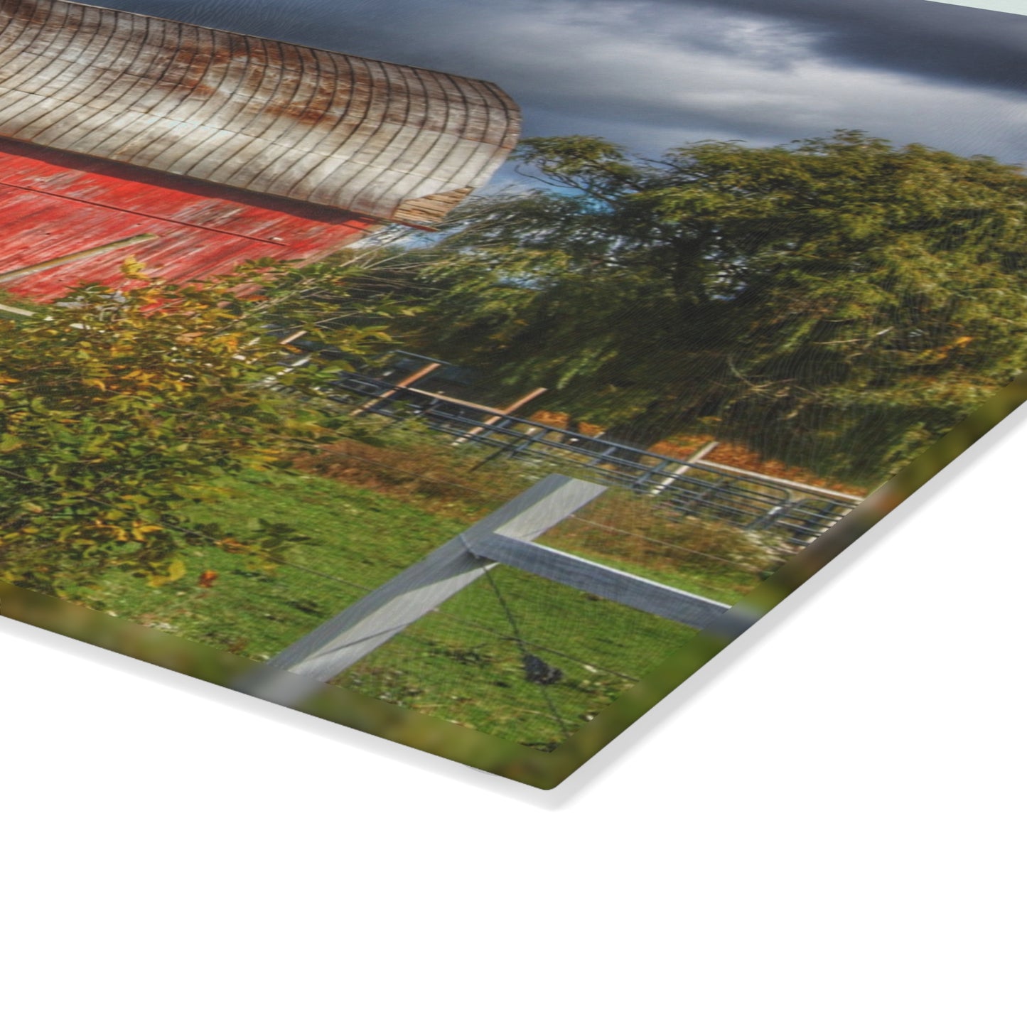 U R There Photography Washburn Rusted Red Rustic Farmhouse Tempered-Glass Cutting Board